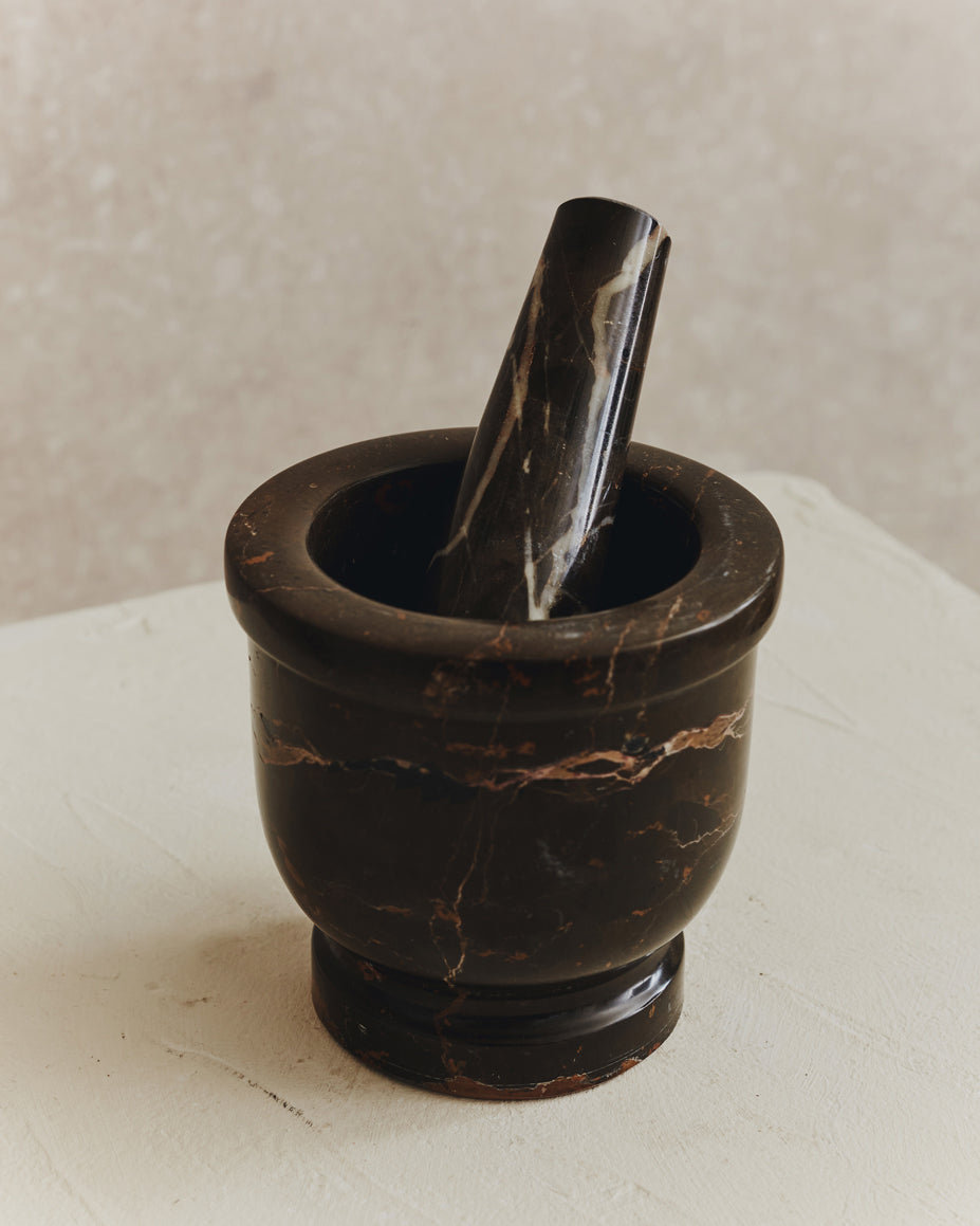 Noble Marble Pestle and Mortar | Black and Brown