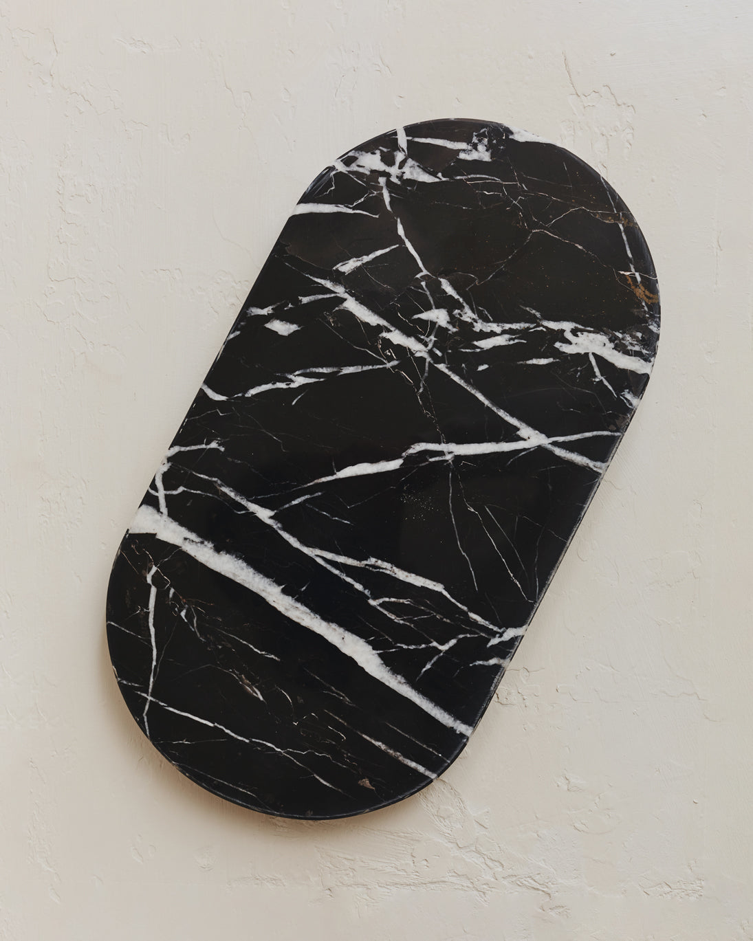 Noble Oval Marble Tray in Black