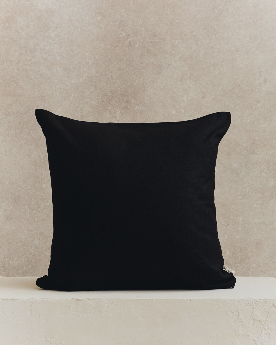 Plain Linen Cushion Cover | Black