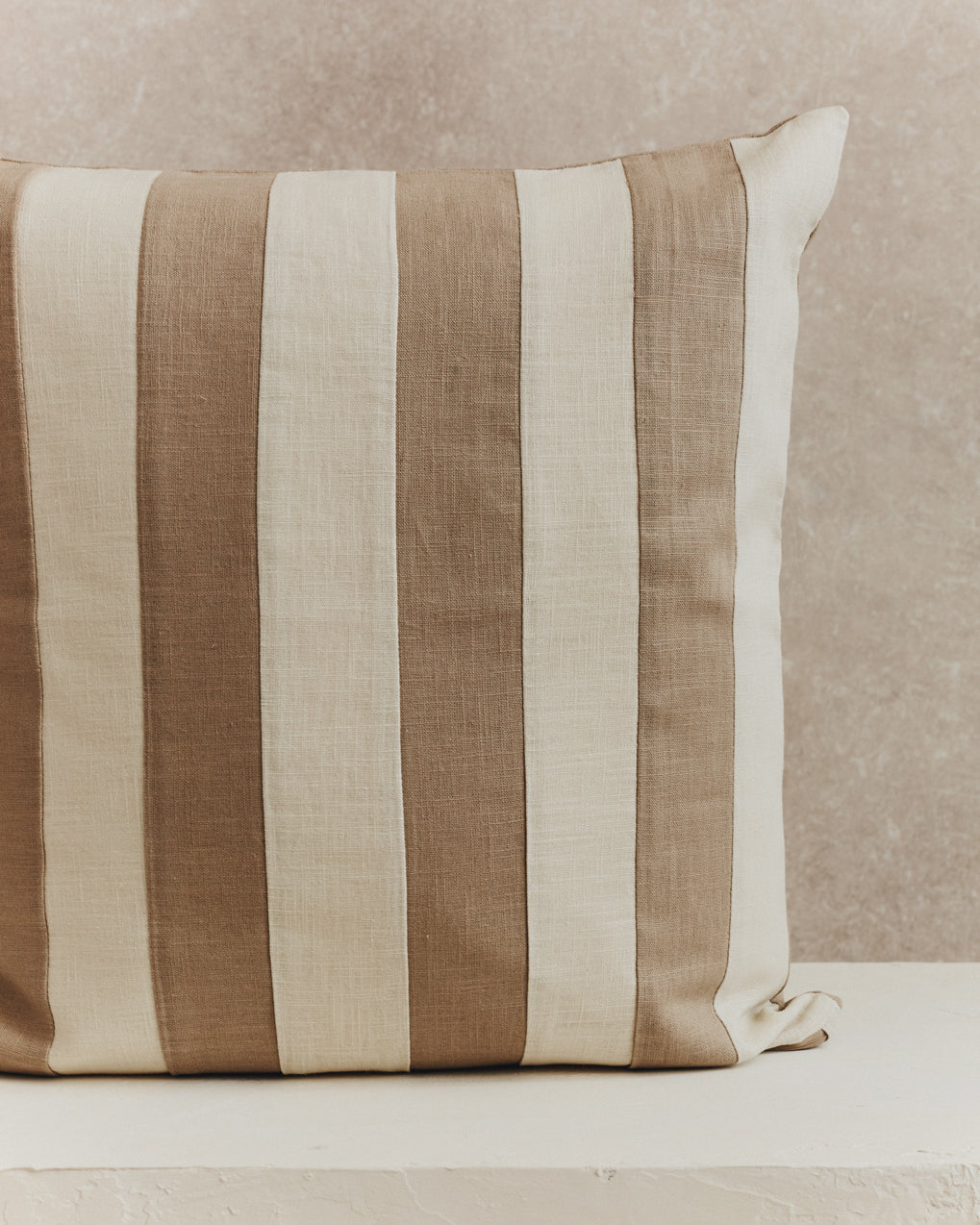 Mini Stripe Cushion Cover | Stone and Ecru