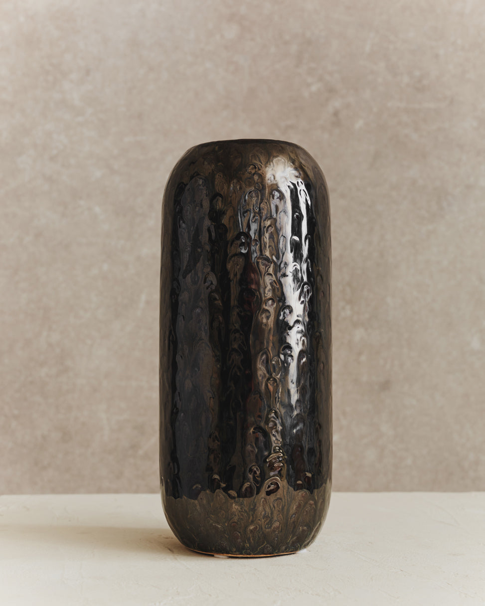 Slip Navy & Brown Vase | Large