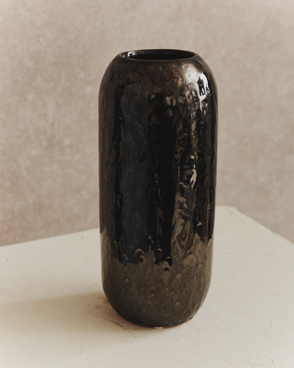 Slip Navy & Brown Vase | Large