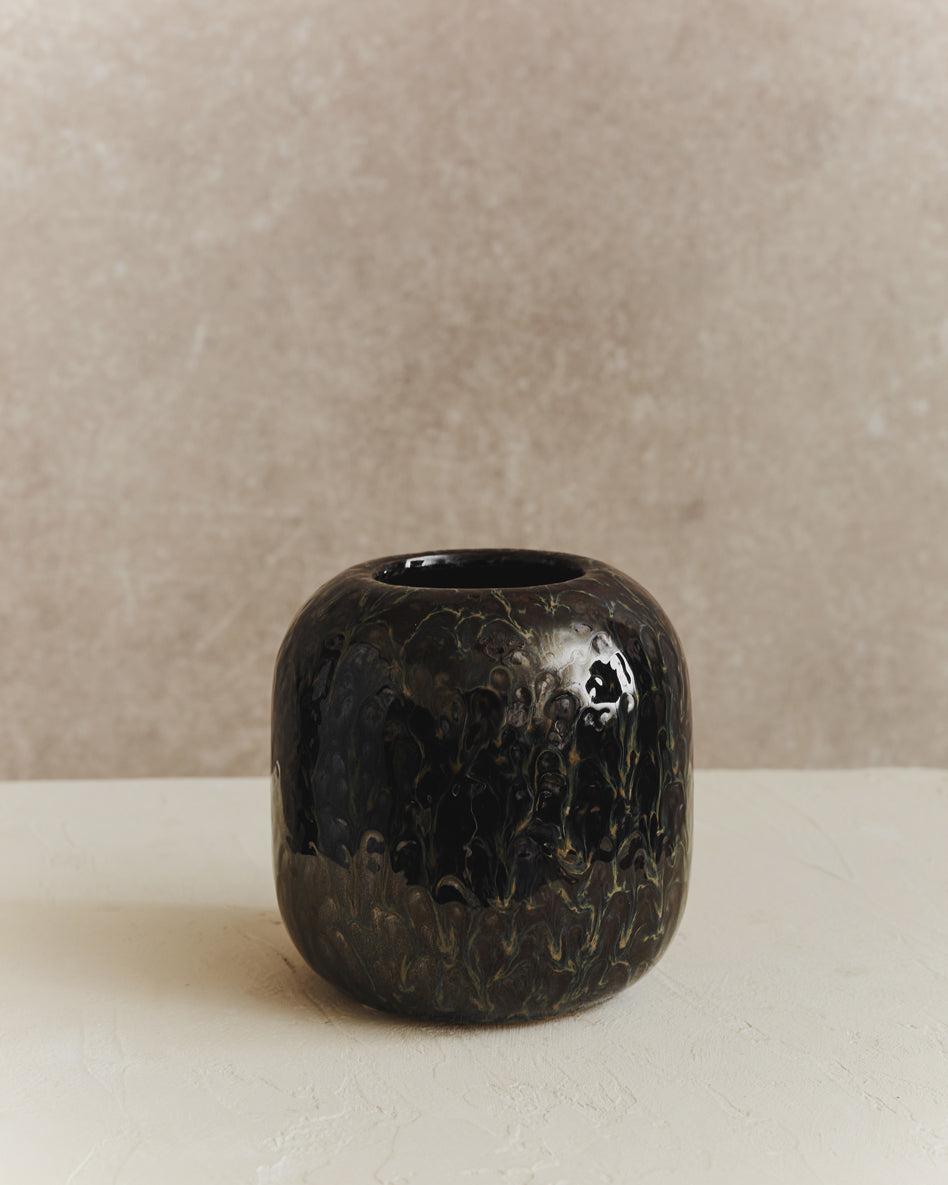 Slip Navy & Brown Vase | Small