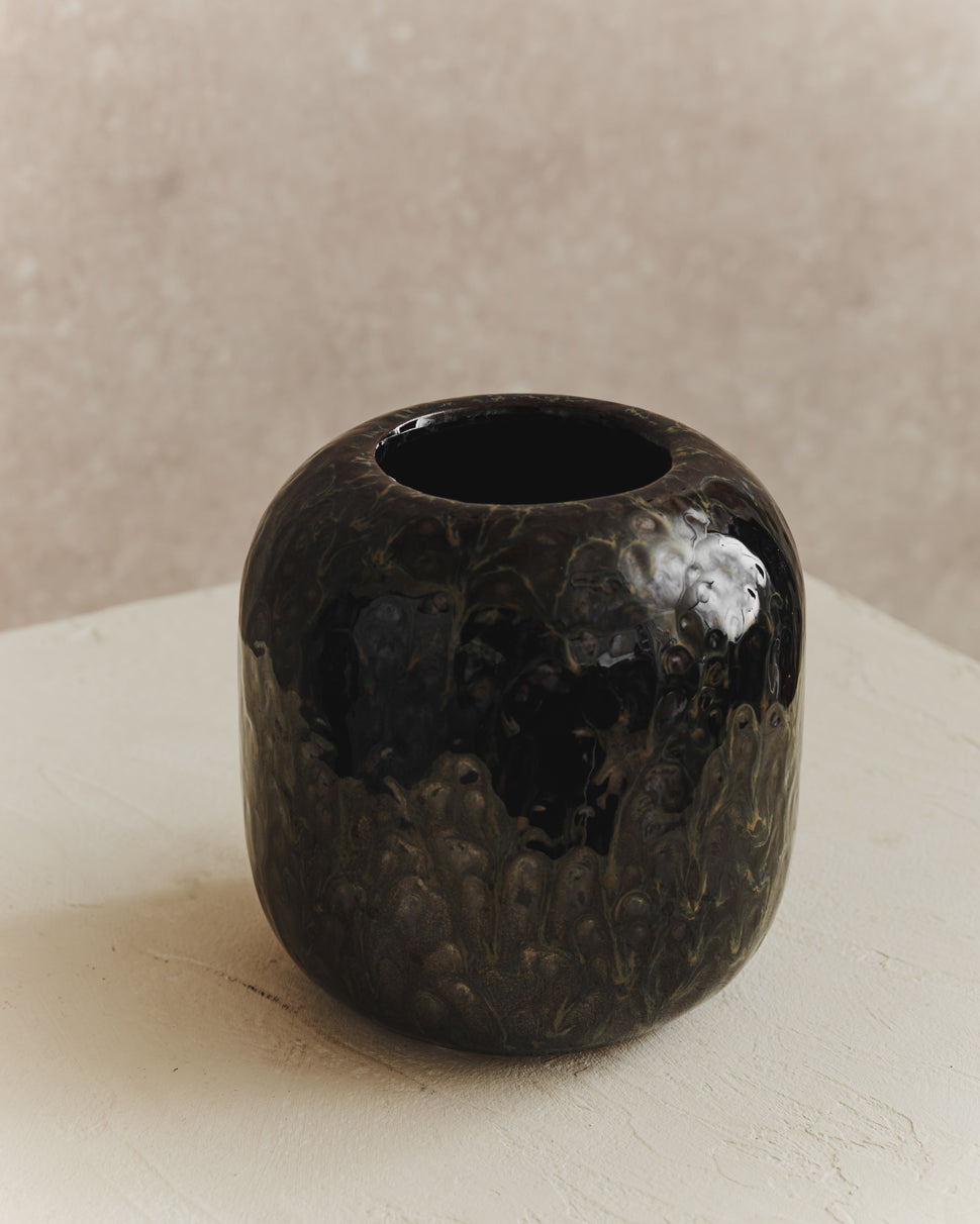 Slip Navy & Brown Vase | Small