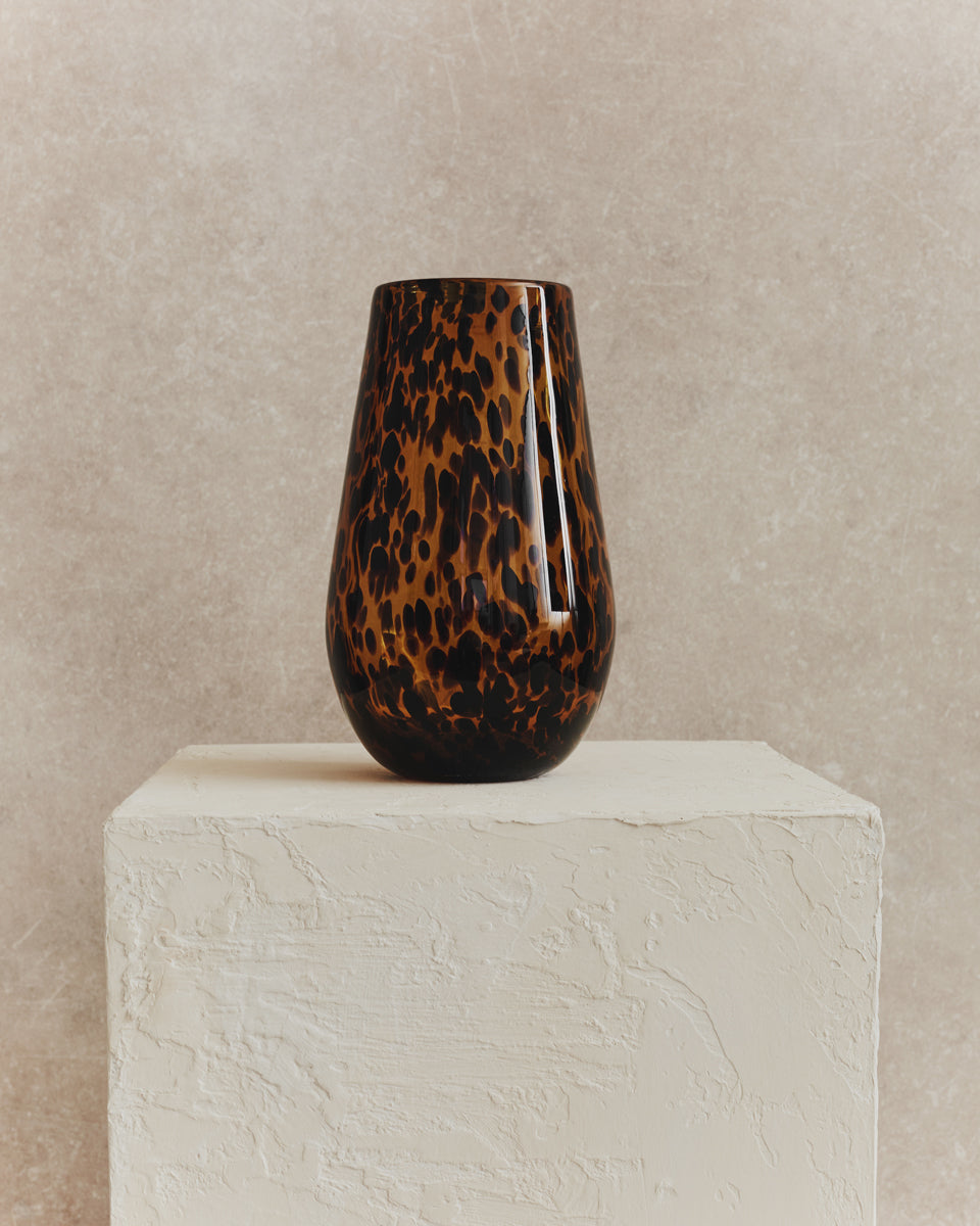 Cesil Tortoise Shell Glass Vase | Small