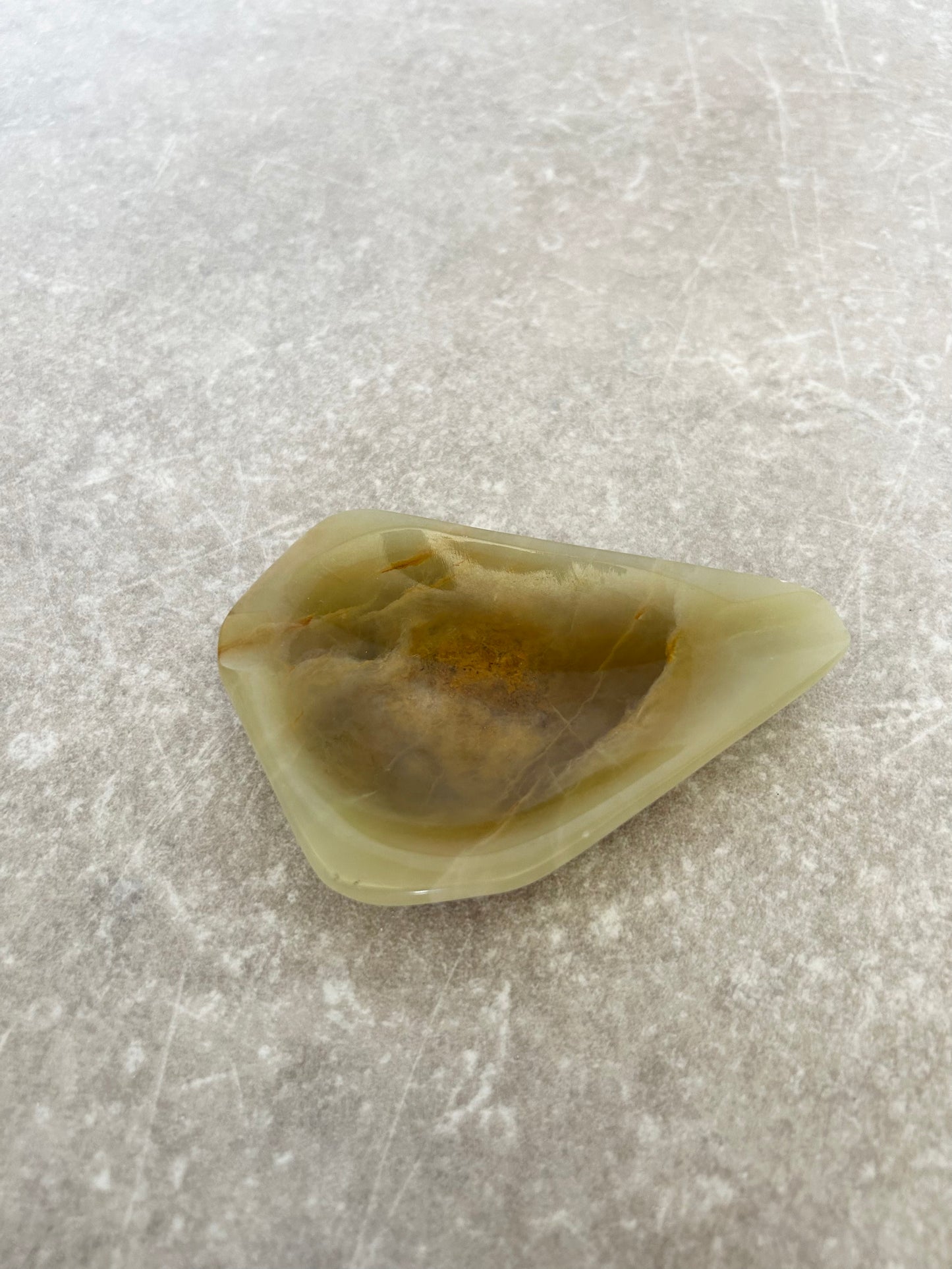 Vintage Cream and Green Onyx Trinket Dish