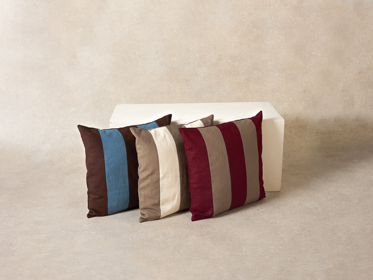 Maxi Stripe Cushion Cover - Square - Espresso and denim