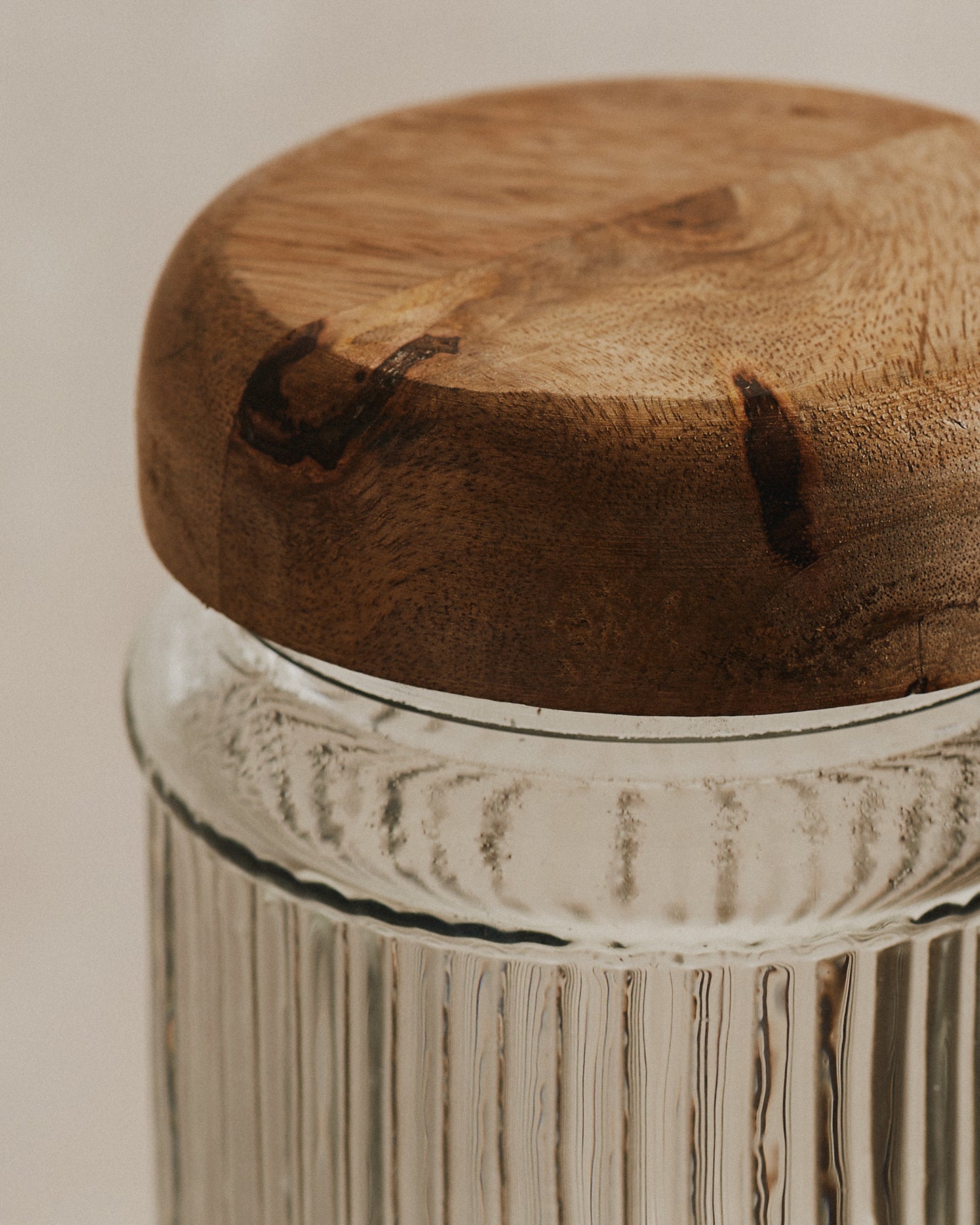 Pantry Mango Wood Glass Storage Jar | Large