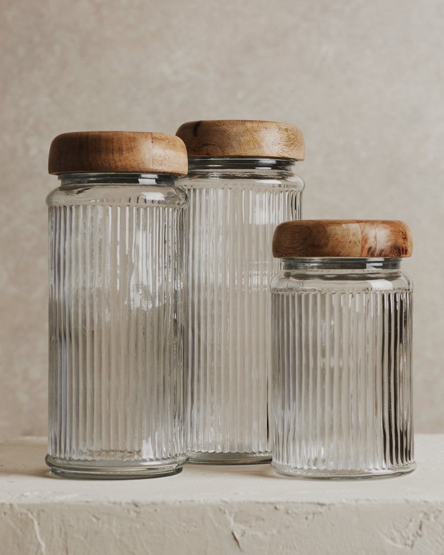 Pantry Mango Wood Glass Storage Jar | Medium