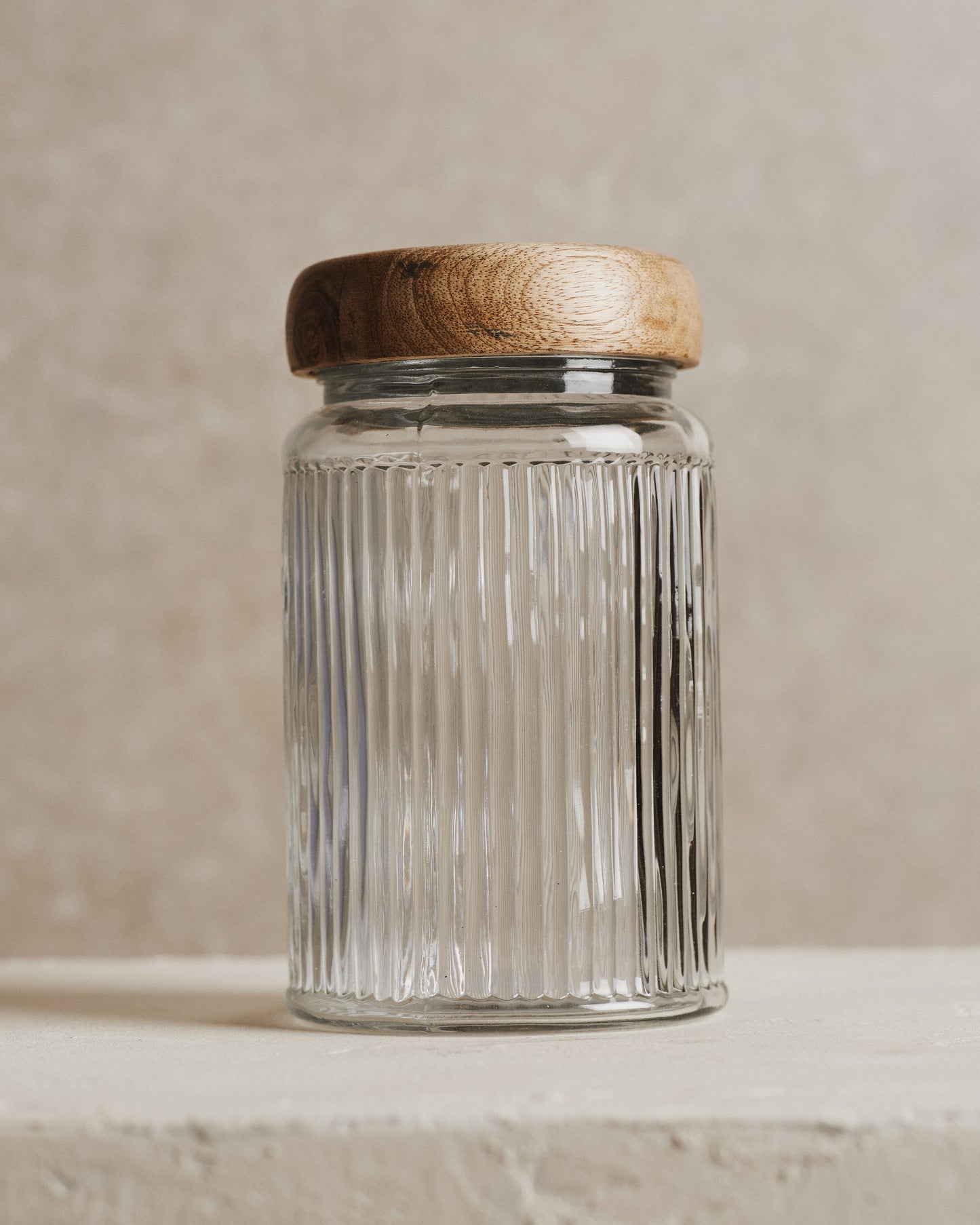 Pantry Mango Wood Glass Storage Jar | Small