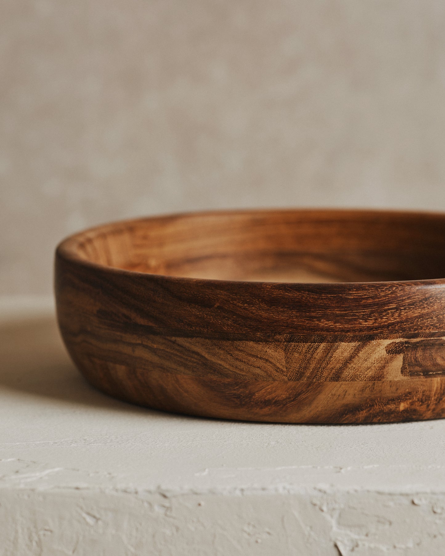 Cora Dark Wood Salad Bowl | 24.6cm Dia