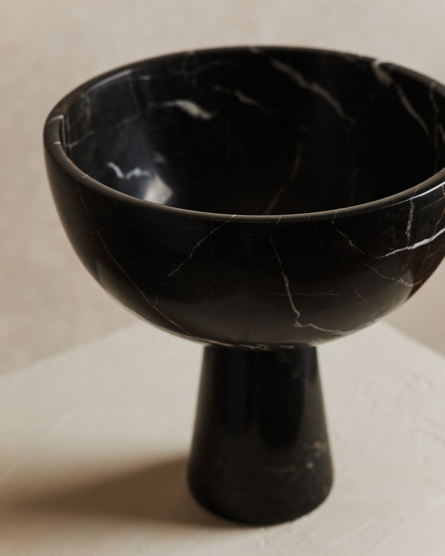 Noble Large Marble Pedestal Bowl in Black