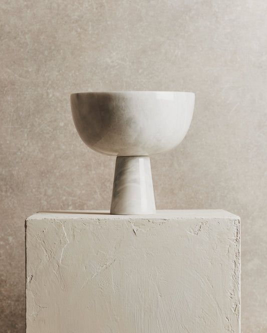 Noble Large Marble Pedestal Bowl in White