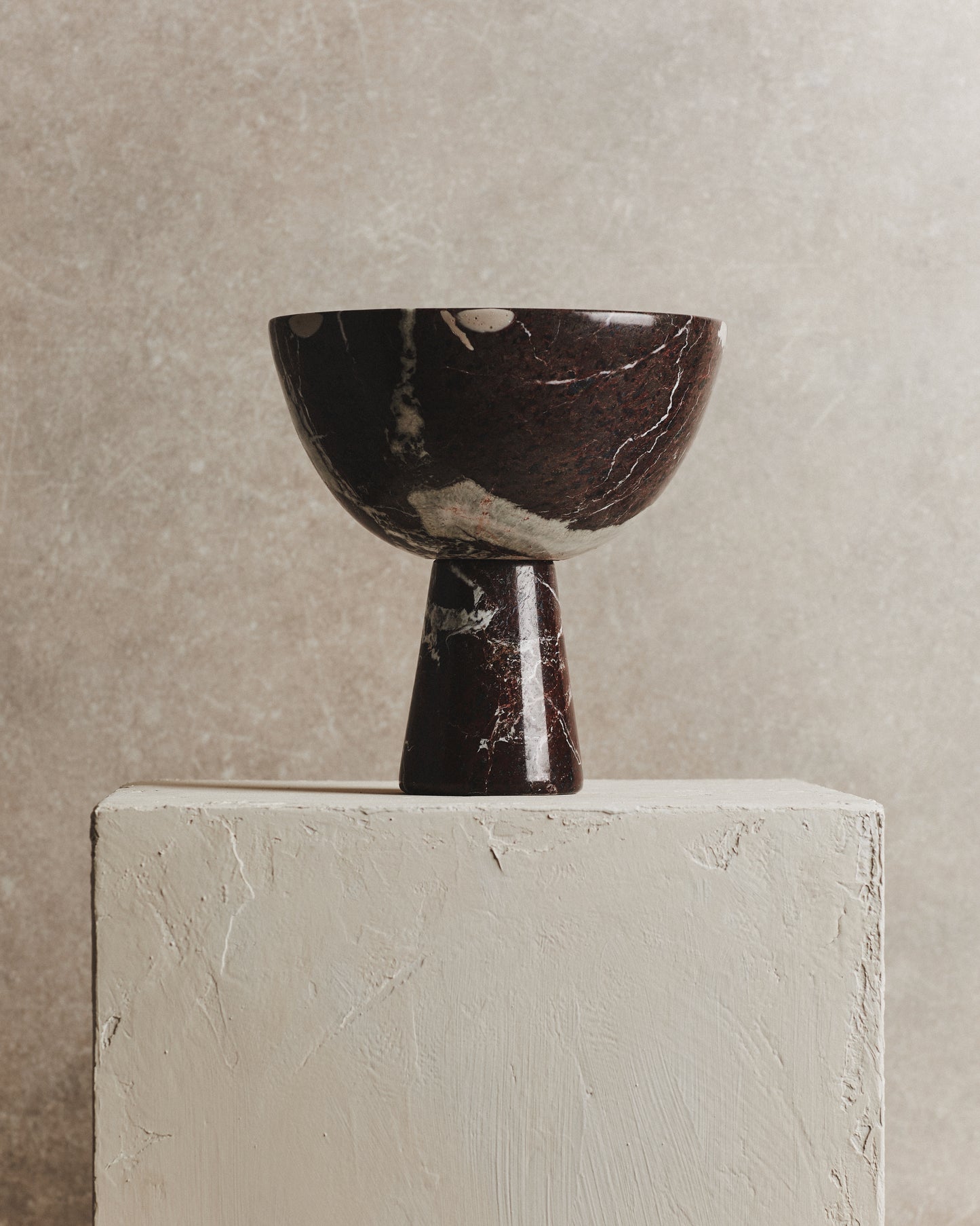 Noble Large Marble Pedestal Bowl in Wine