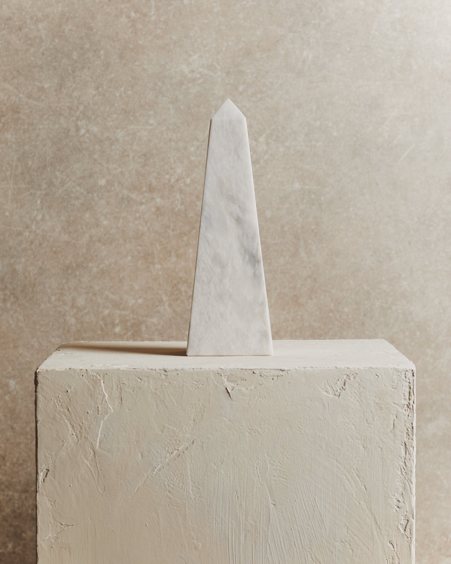 Noble Small Marble Obelisk in White