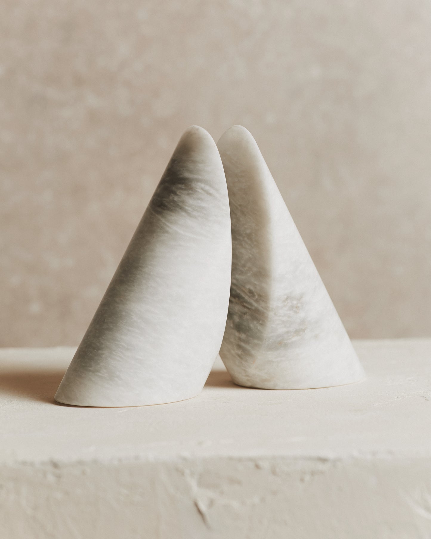 Pair of Noble Marble Bookends in White