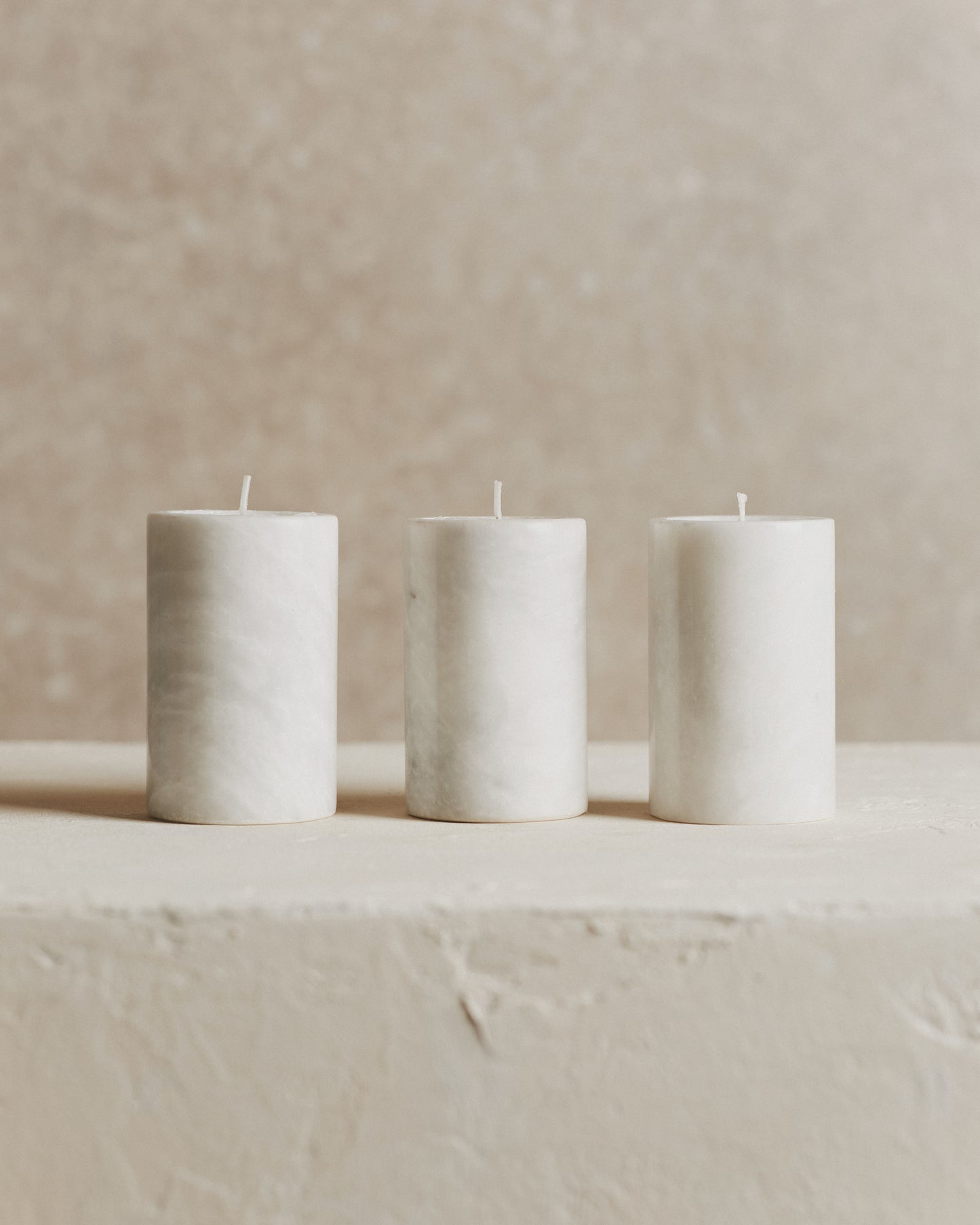 Noble Marble Set 3 Tealight holders in White