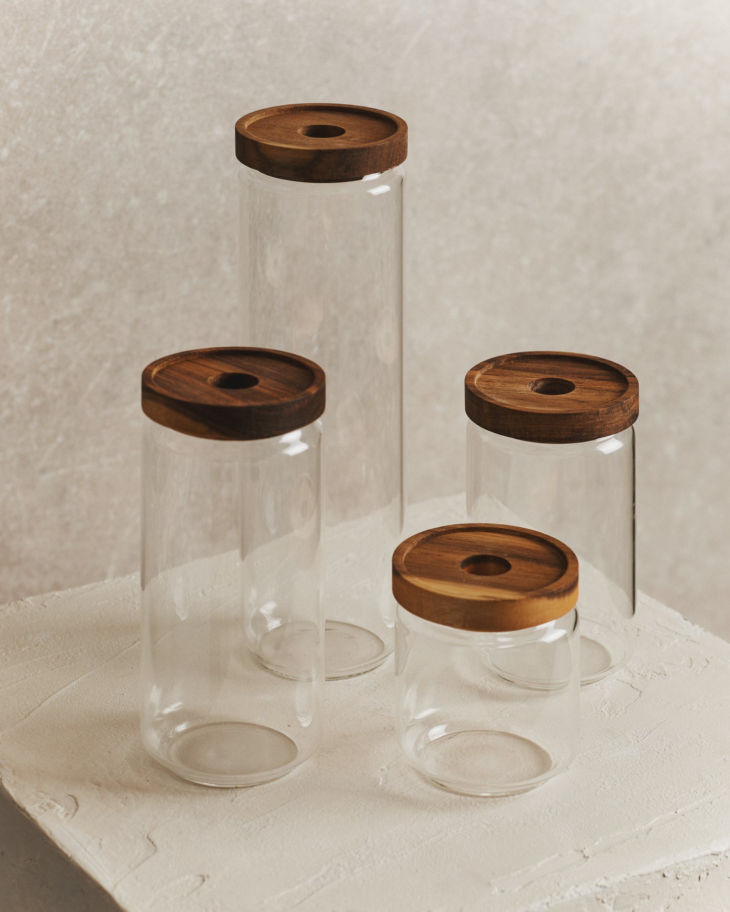 Larder Acacia Wood Glass Storage Jar | Medium