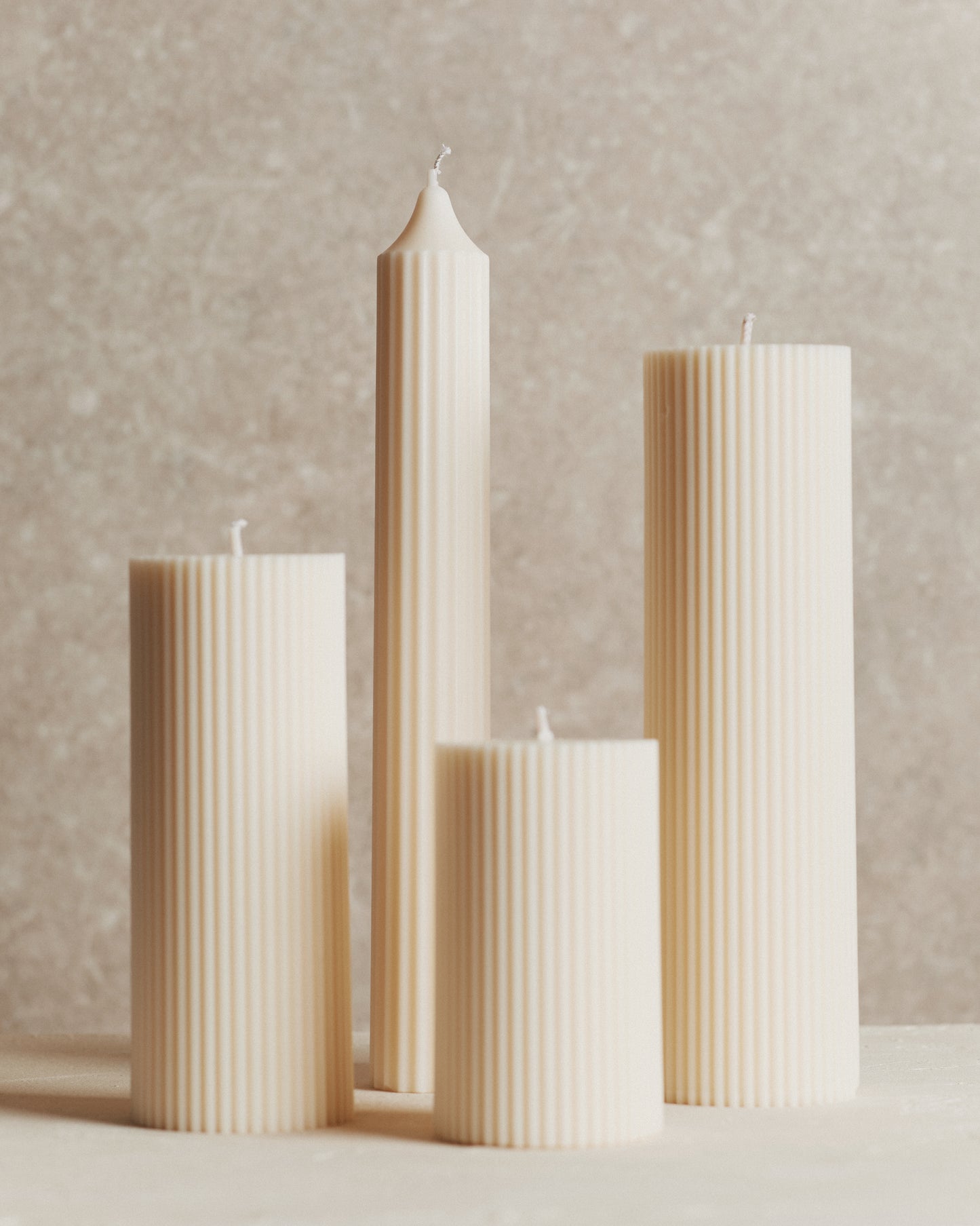 Ivory Fluted Candle | Large