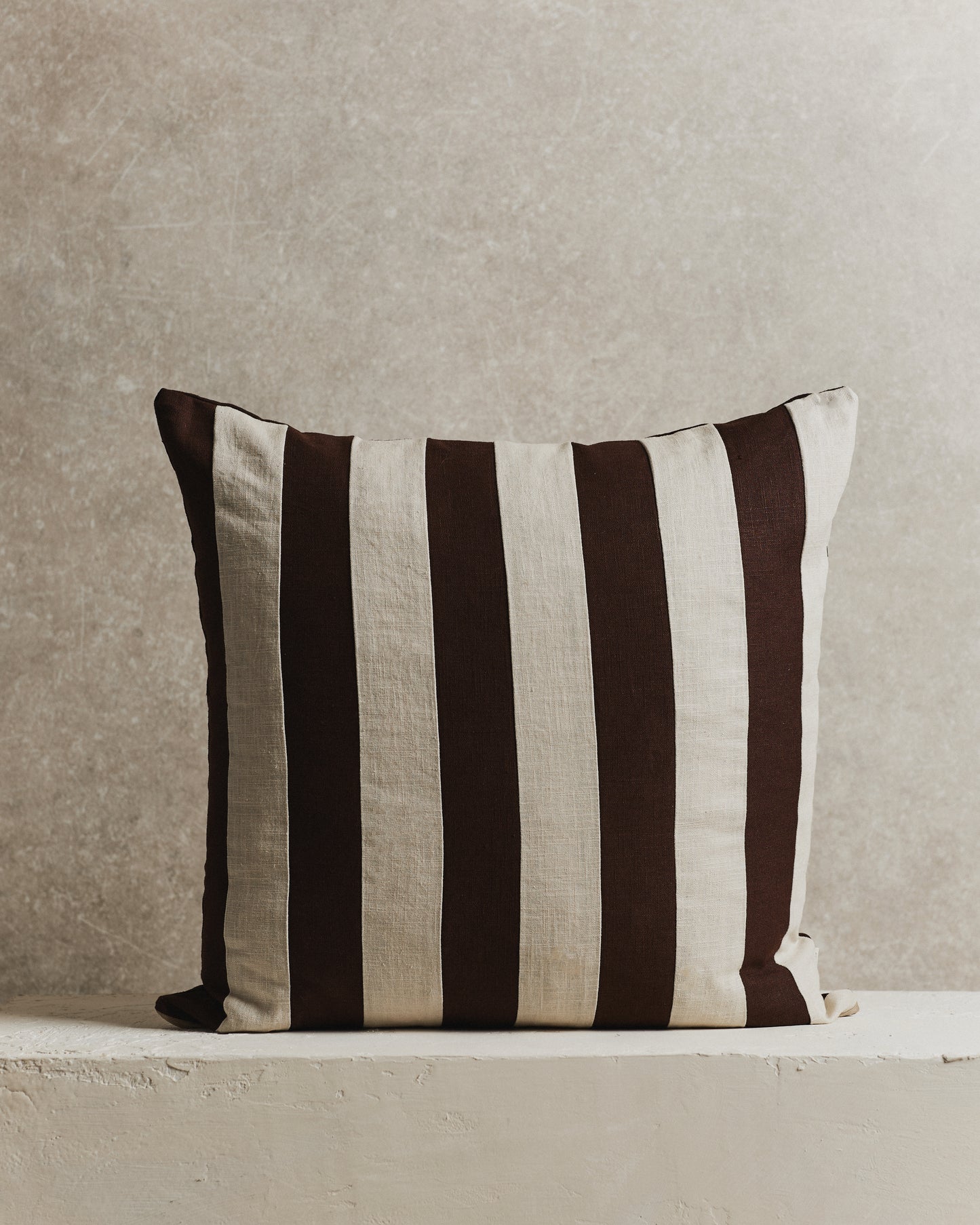 Mini Stripe Cushion Cover | Espresso and Ecru