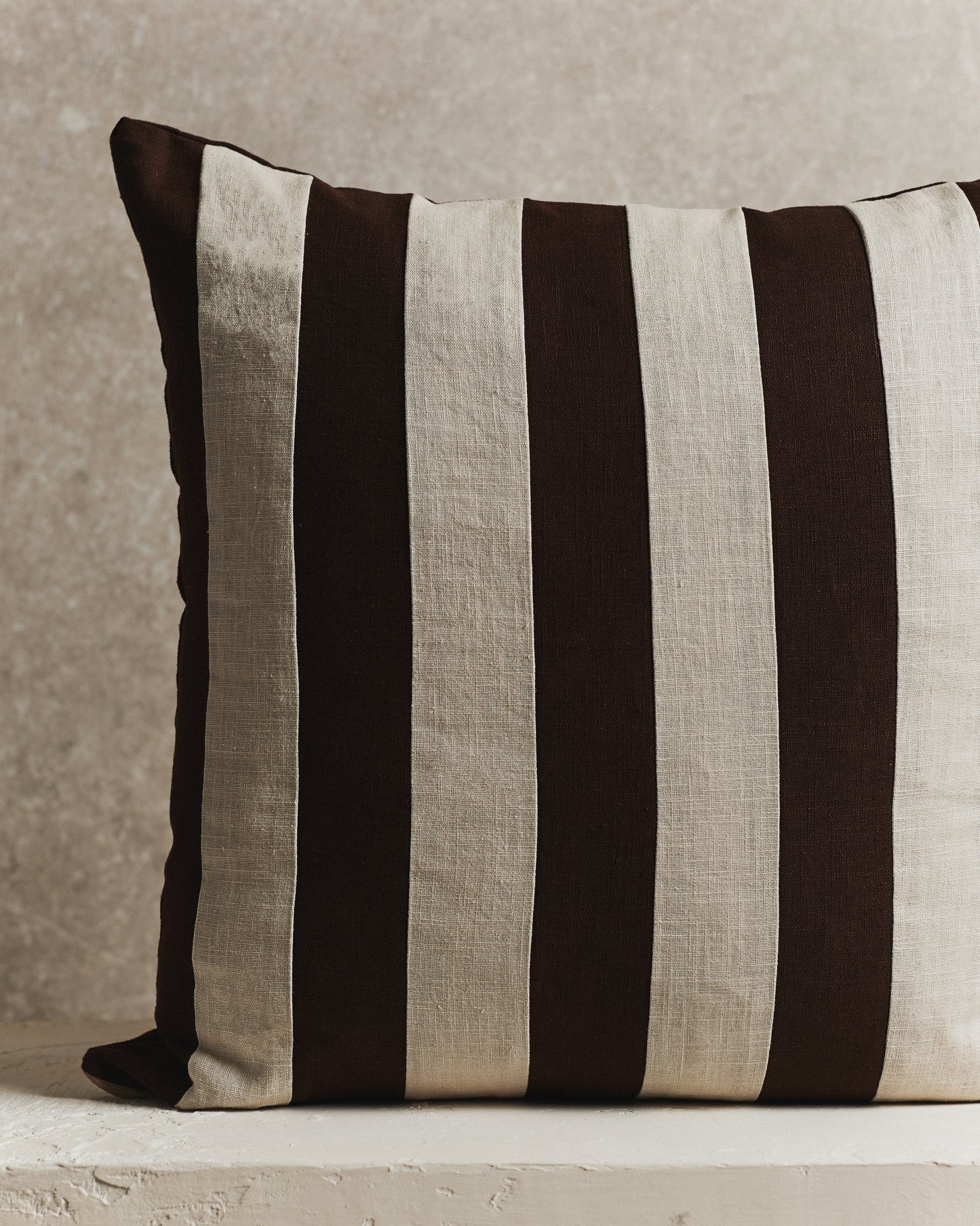 Mini Stripe Cushion Cover | Espresso and Ecru