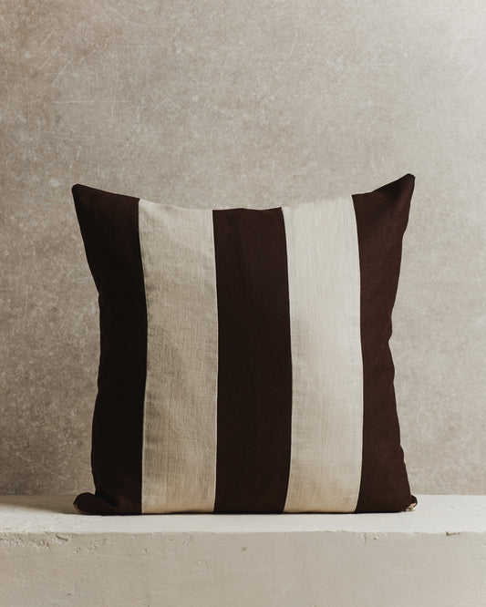 Maxi Stripe Cushion Cover | Espresso and Ecru