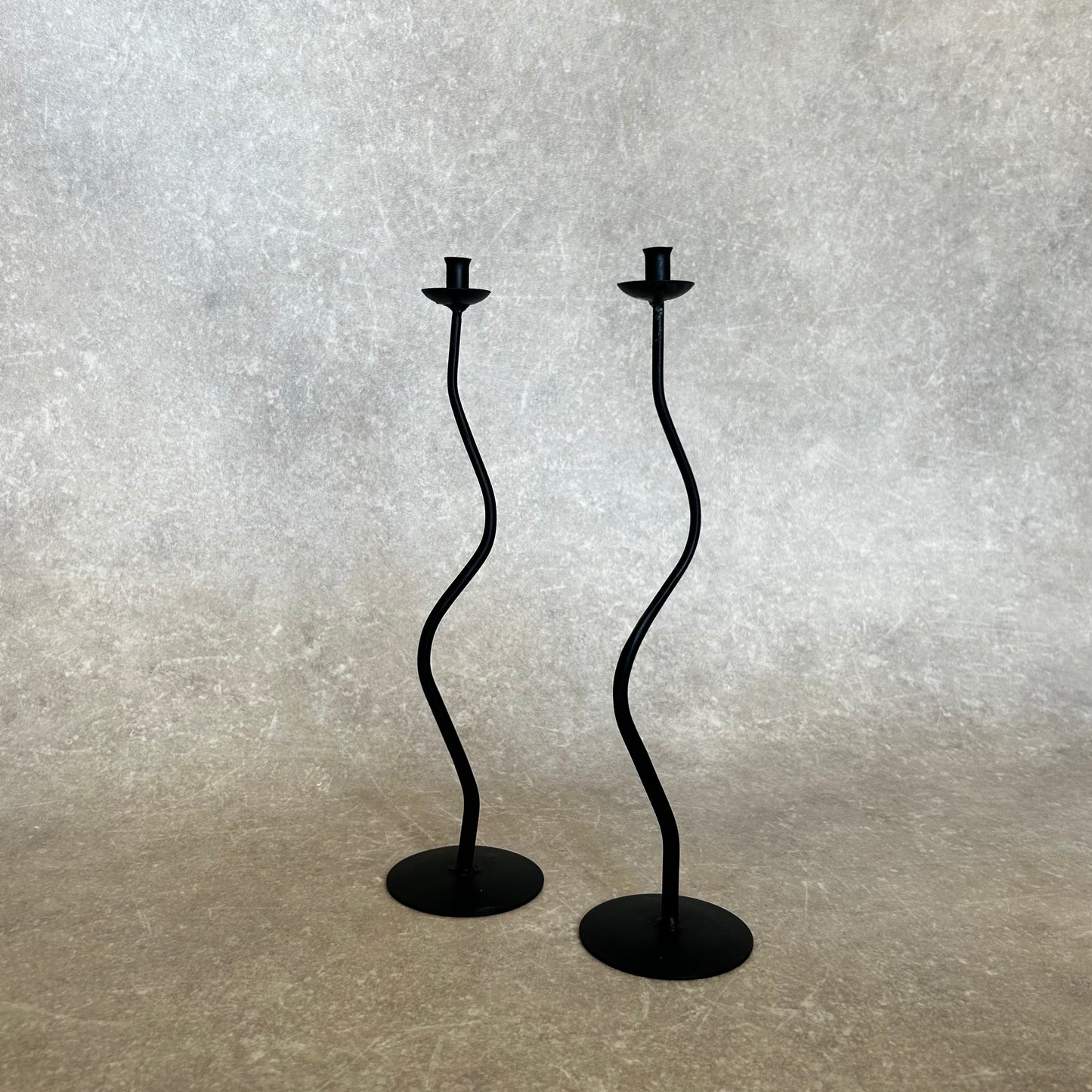 Pair of Wiggle Metal Candle Sticks