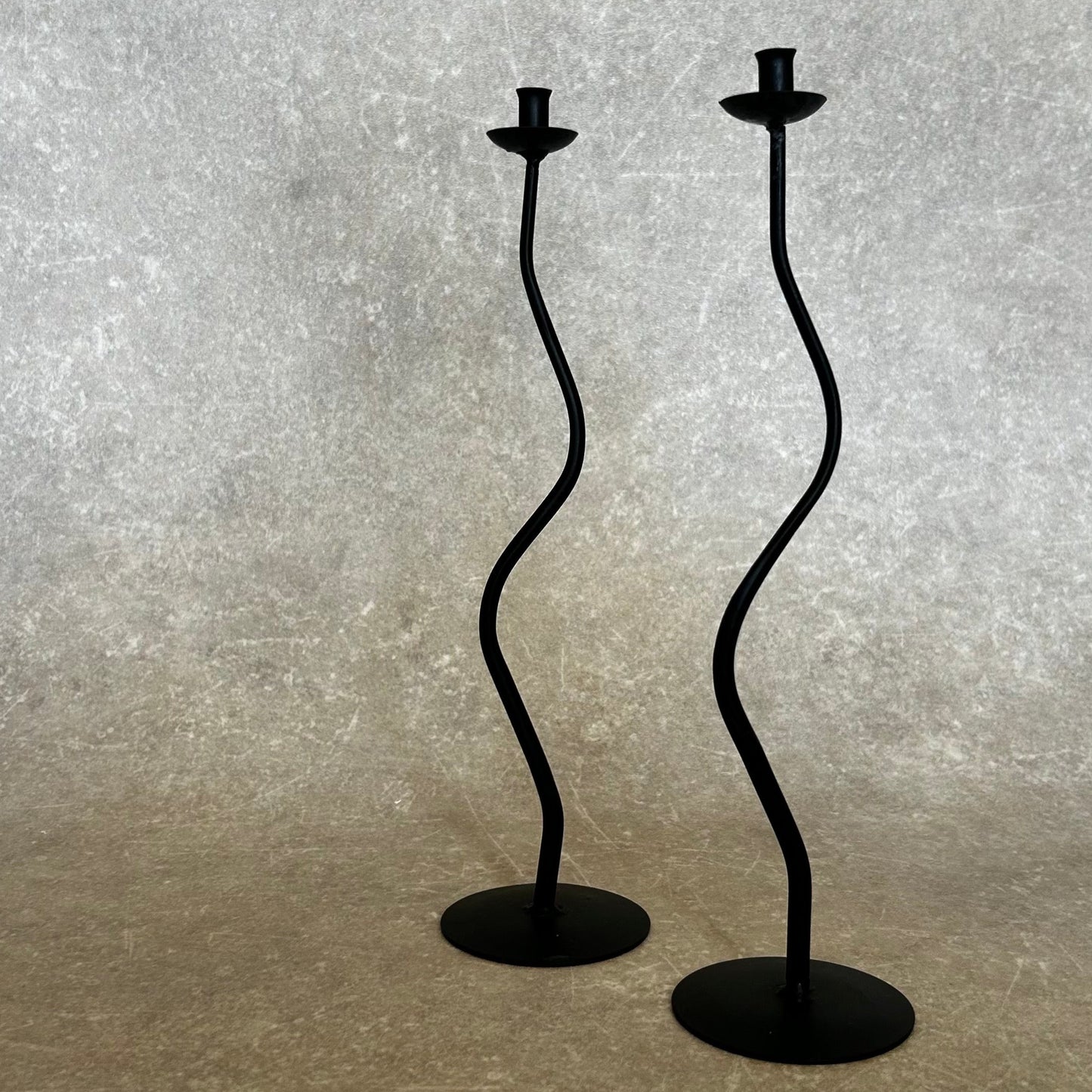 Pair of Wiggle Metal Candle Sticks