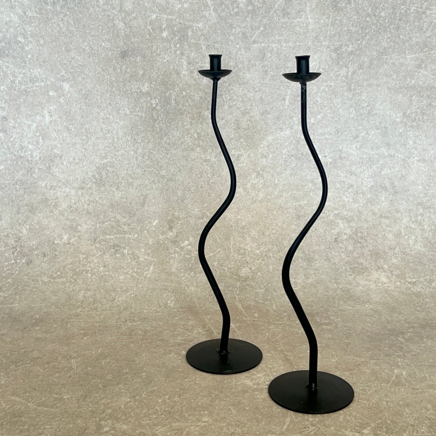 Pair of Wiggle Metal Candle Sticks