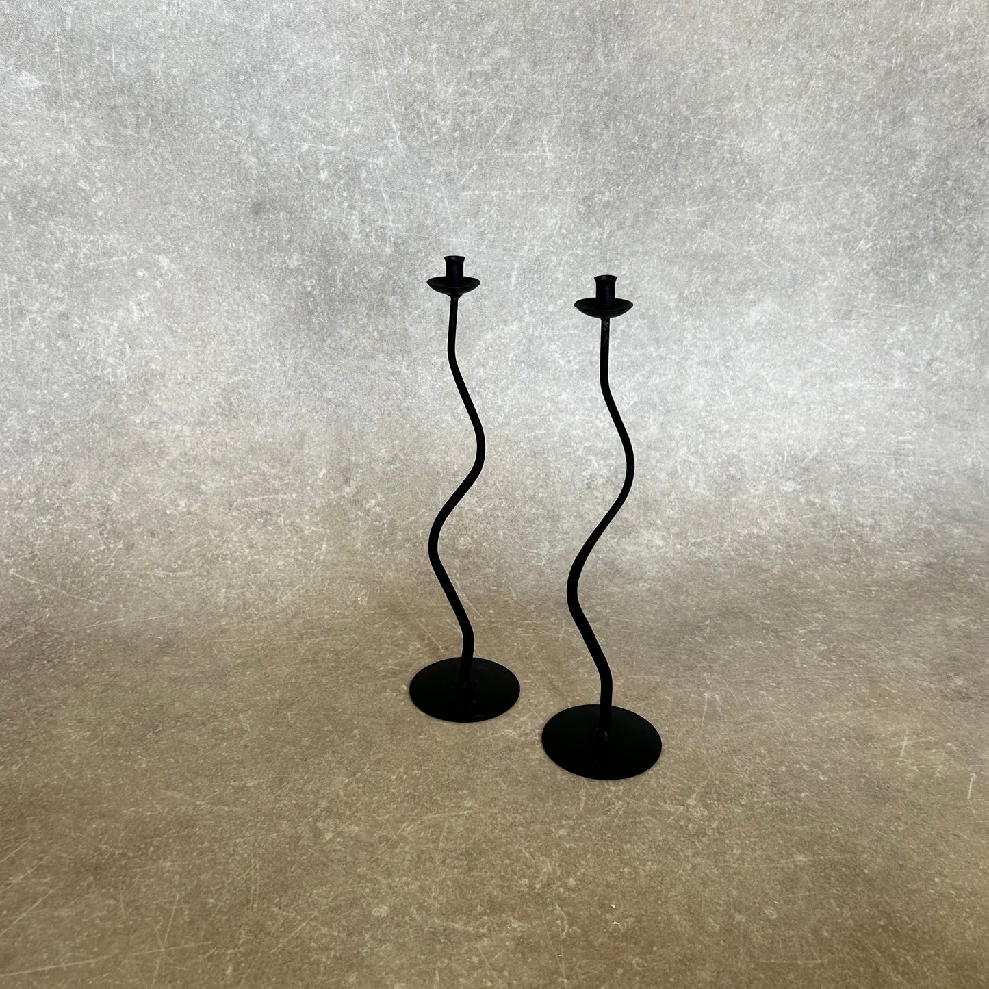 Pair of Wiggle Metal Candle Sticks