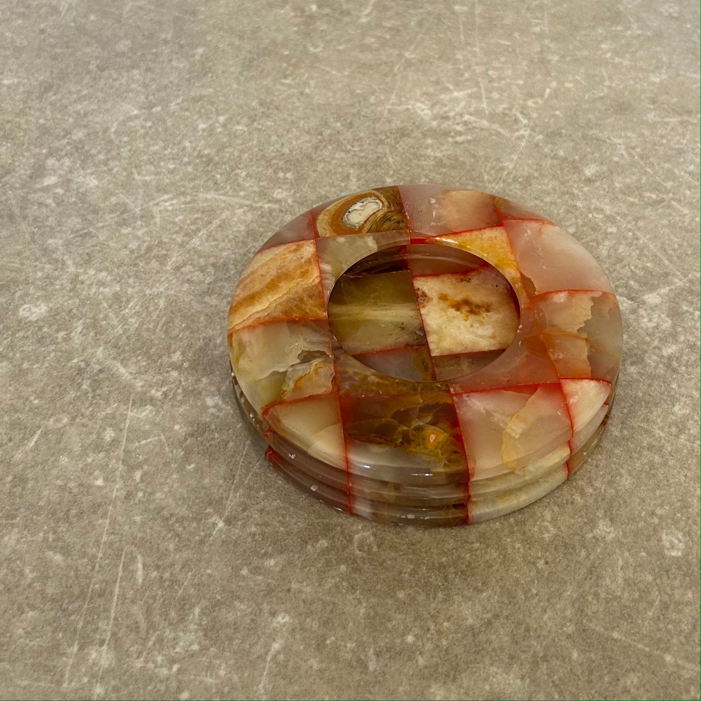 Vintage Pink Onyx Trinket Dish | Large