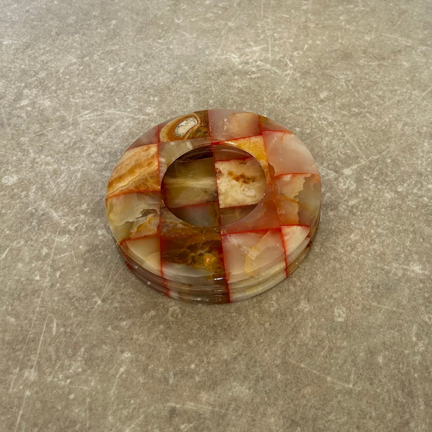 Vintage Pink Onyx Trinket Dish | Large