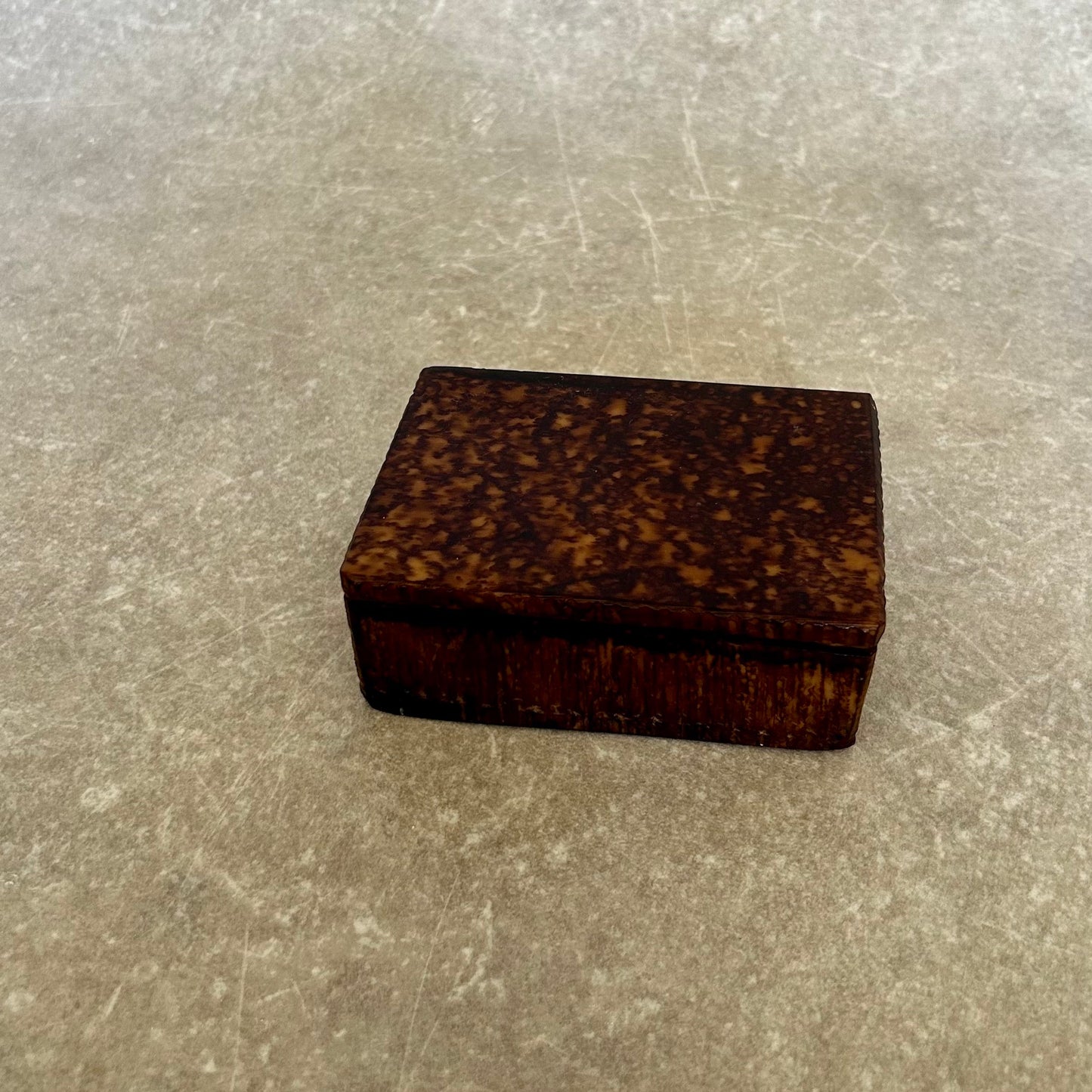 Vintage Brown Alabaster Trinket Box