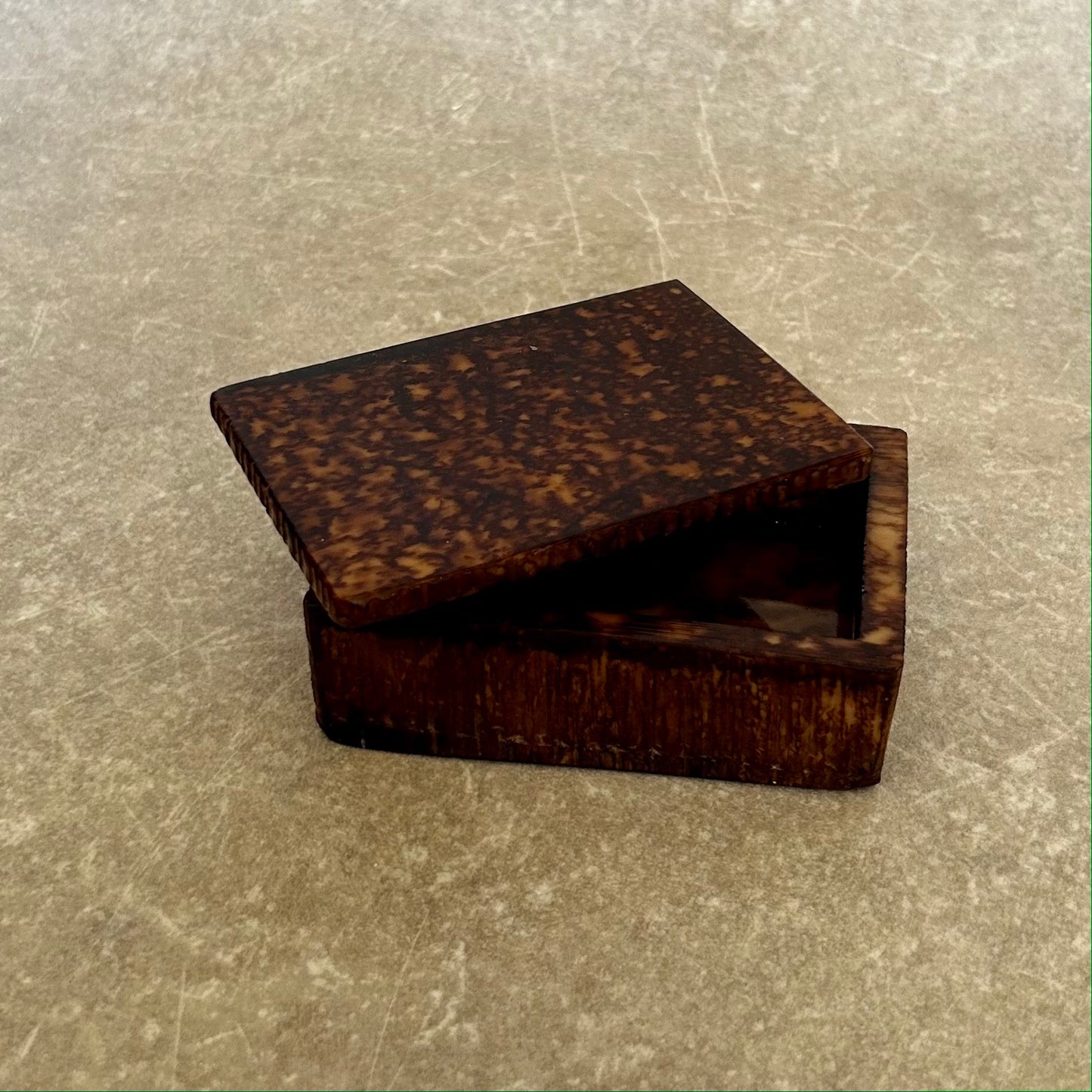 Vintage Brown Alabaster Trinket Box