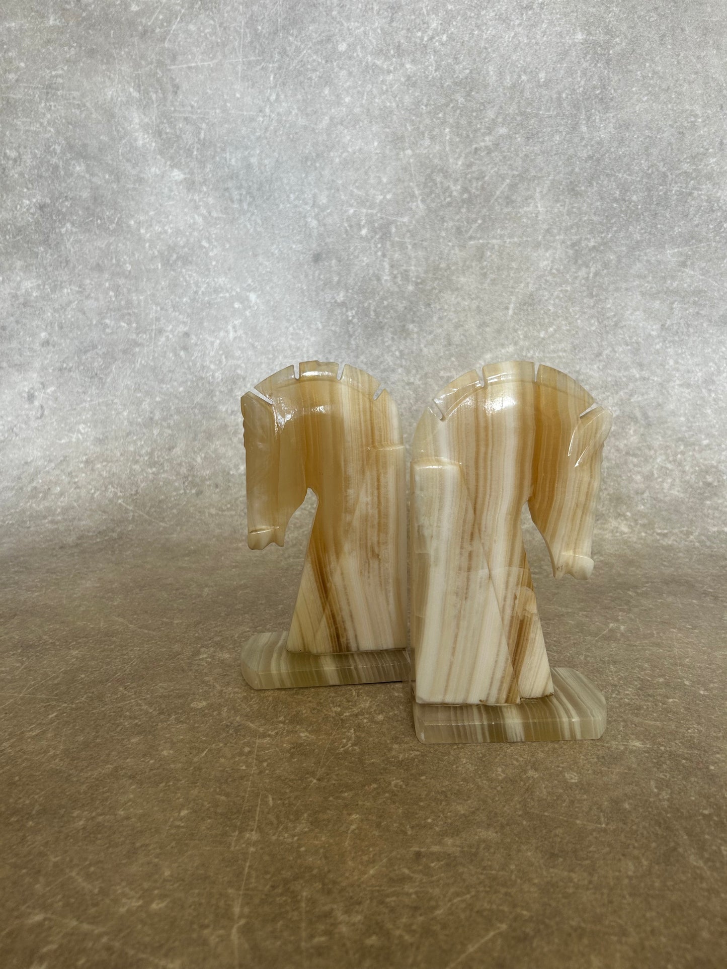 Pair of Large Onyx Horsehead Bookends