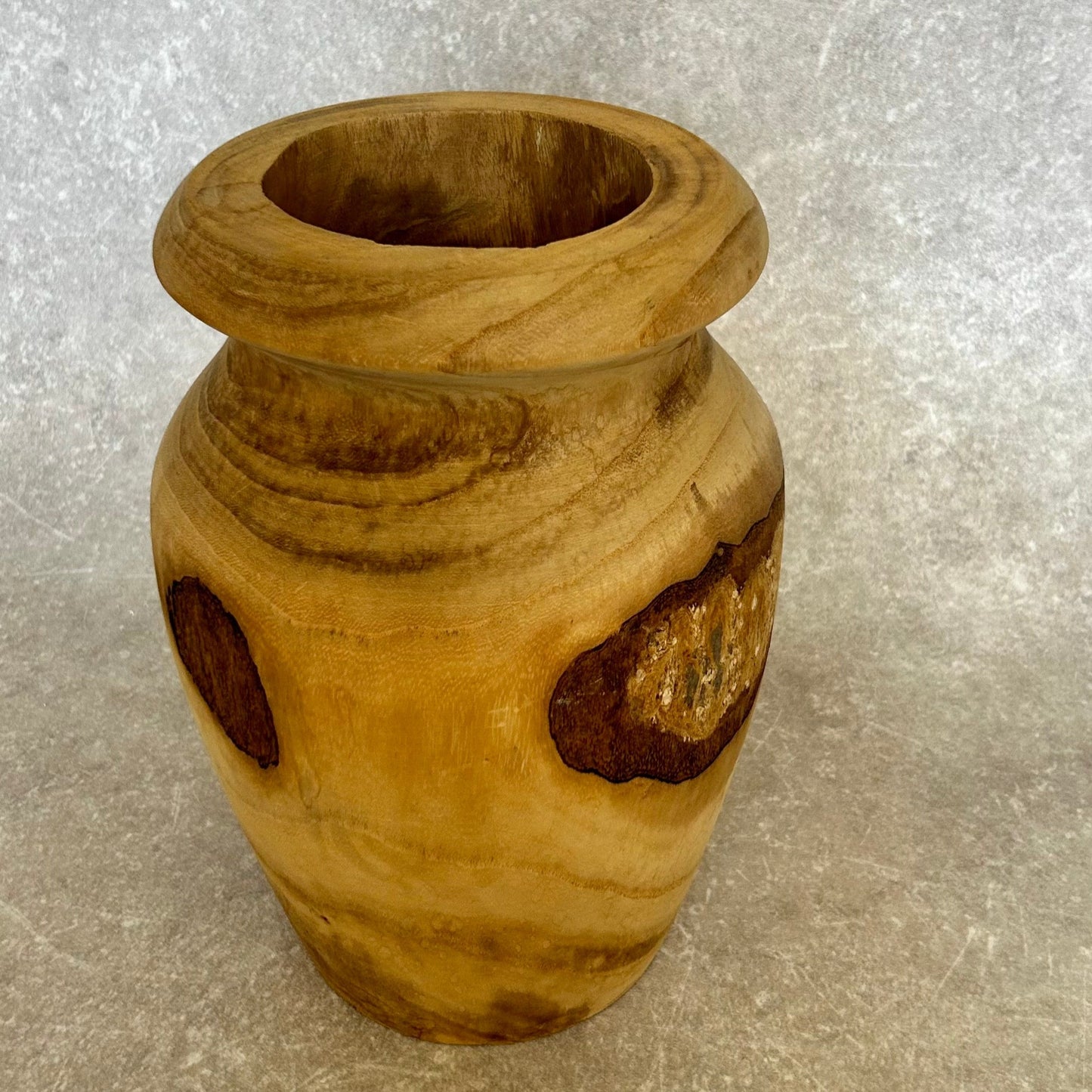 Large Carved Wood Vase