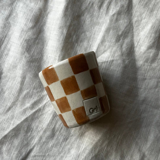 Form and Balance X Grä Design Ceramic Cup | Rust Checkered