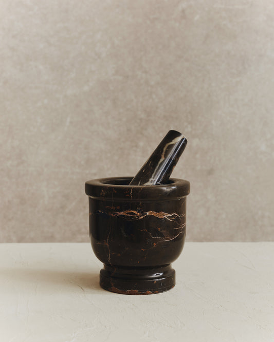 Noble Marble Pestle and Mortar | Black and Brown