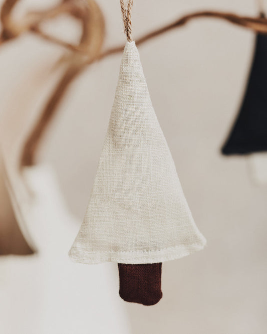 Linen Festive Tree Decoration | Ecru and Espresso