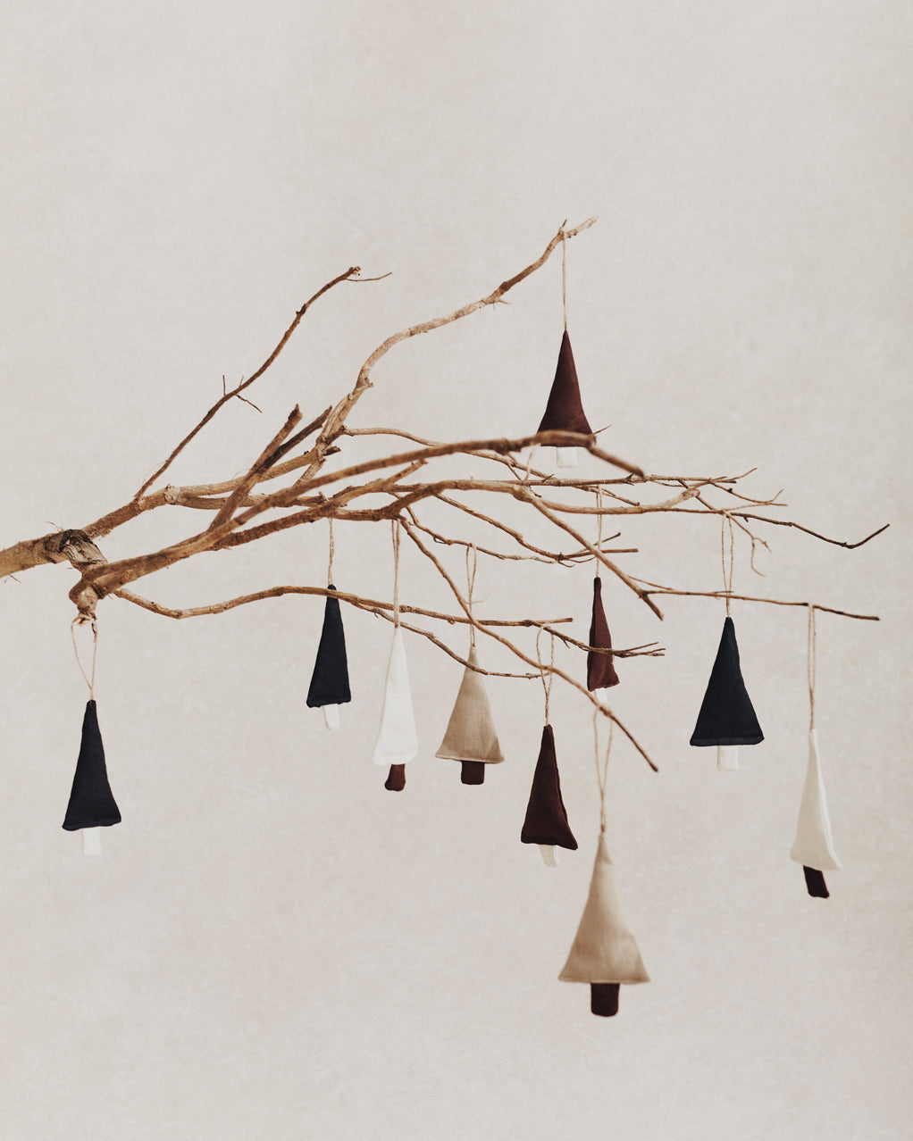 Linen Festive Tree Decoration | Black and Ecru