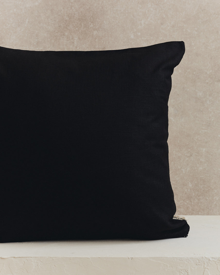 Plain Linen Cushion Cover | Black