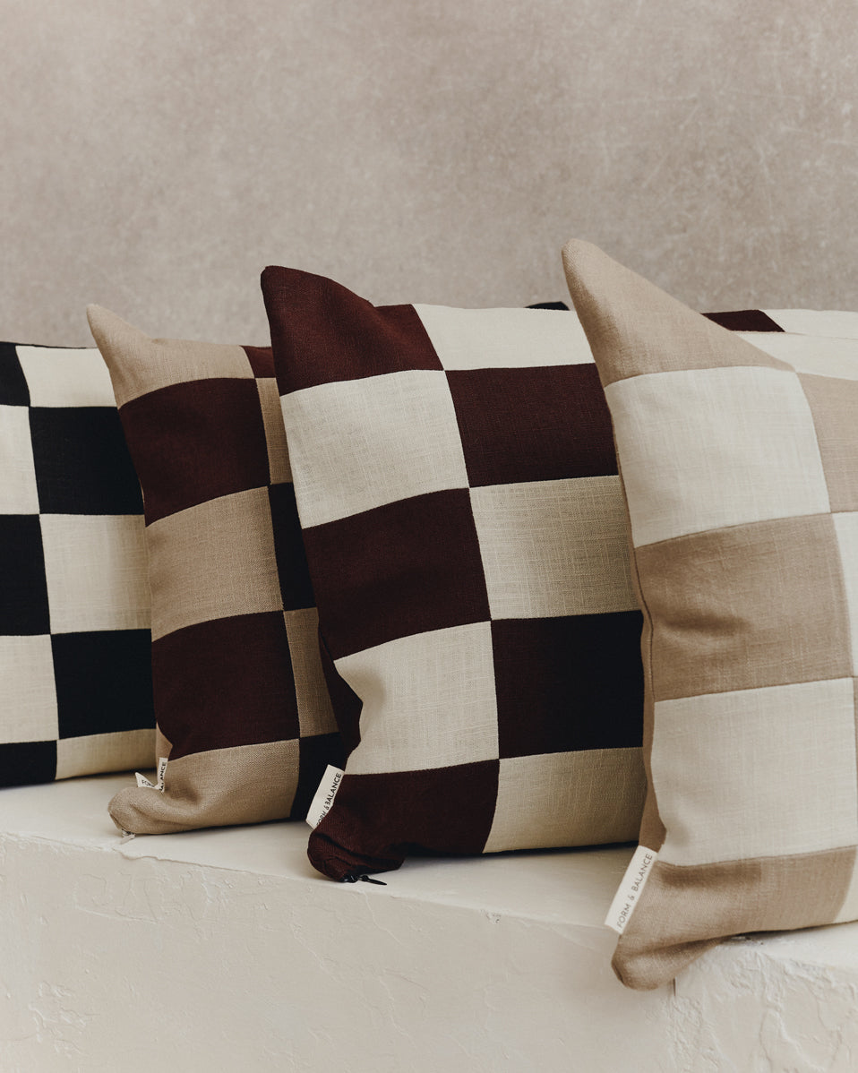 Chequered Rectangle Cushion Cover | Black and Ecru