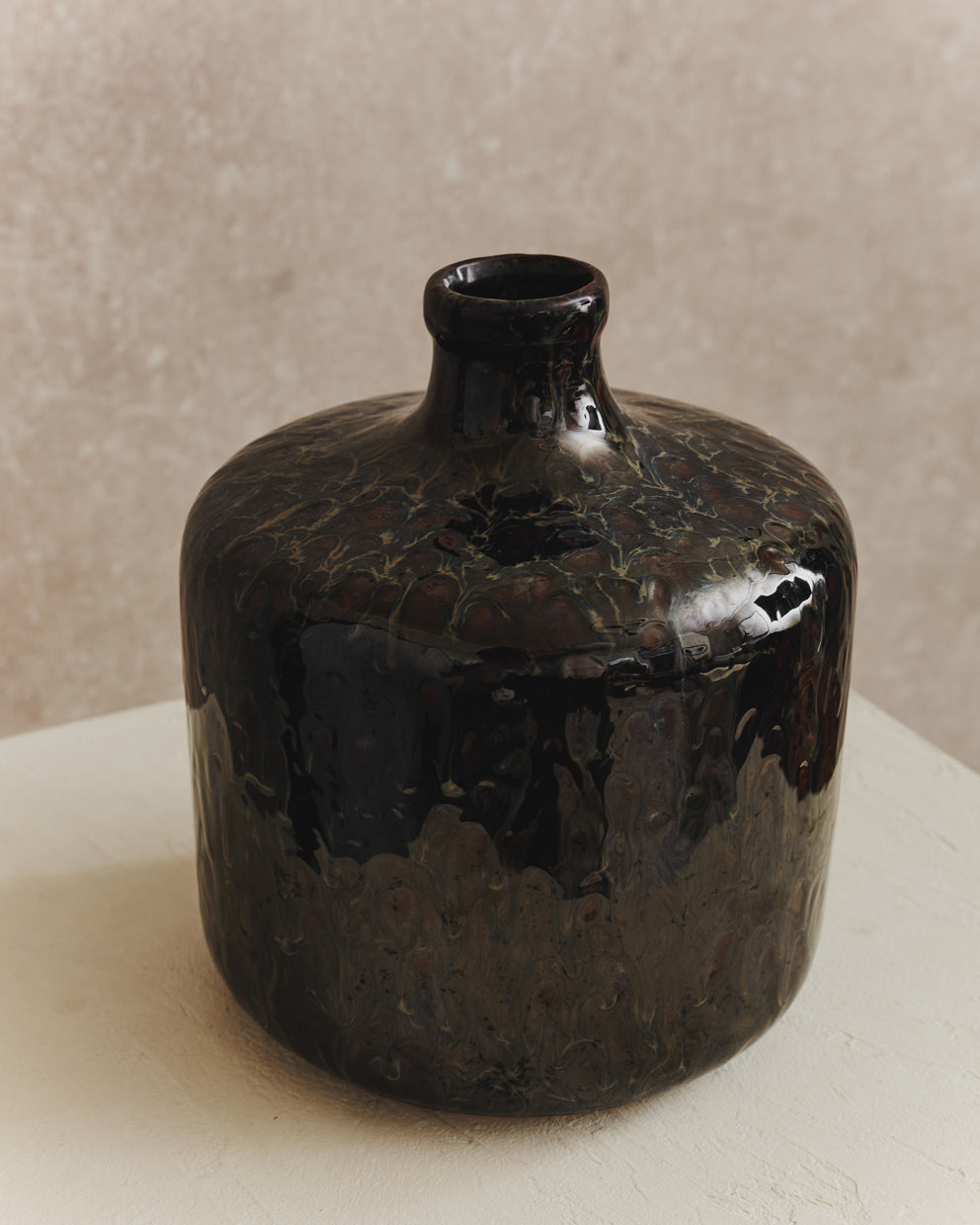 Slip Navy & Brown Bottle Vase | Large