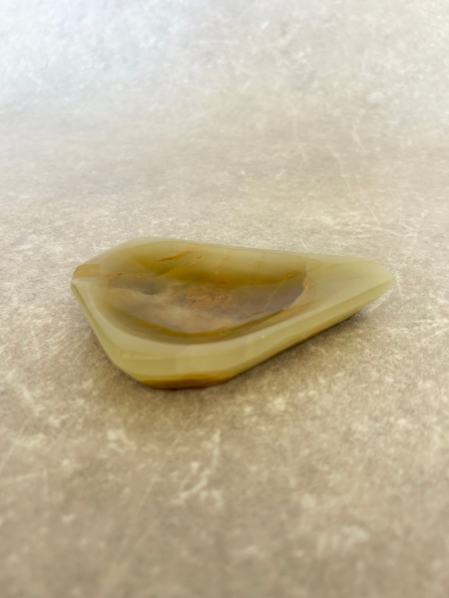 Vintage Cream and Green Onyx Trinket Dish
