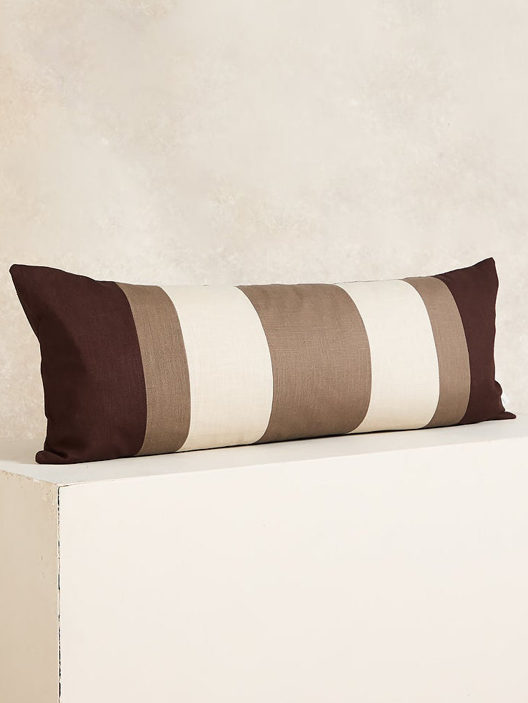 XL Lumbar Pillow Alter Stripes, Espresso, walnut, stone and natural (3 of 3)