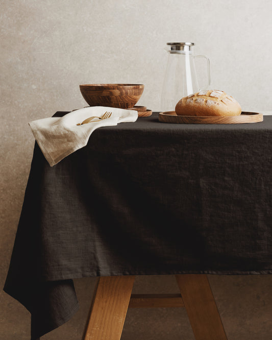 Washed Linen Table Cloth | Black
