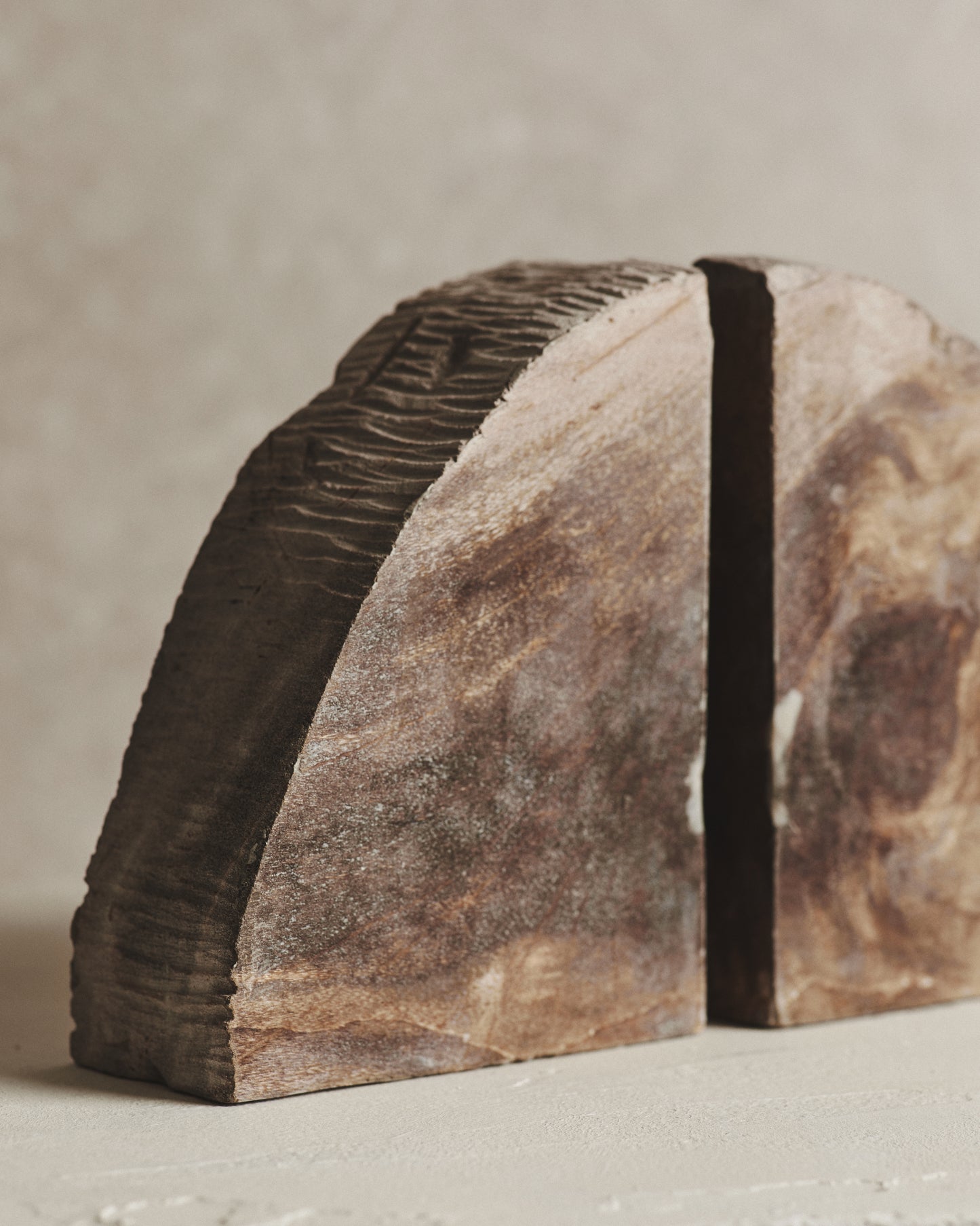 Pair of Brown Relic Petrified Wood Bookends