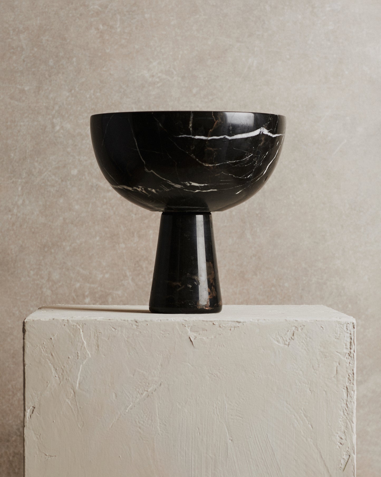 Noble Large Marble Pedestal Bowl in Black