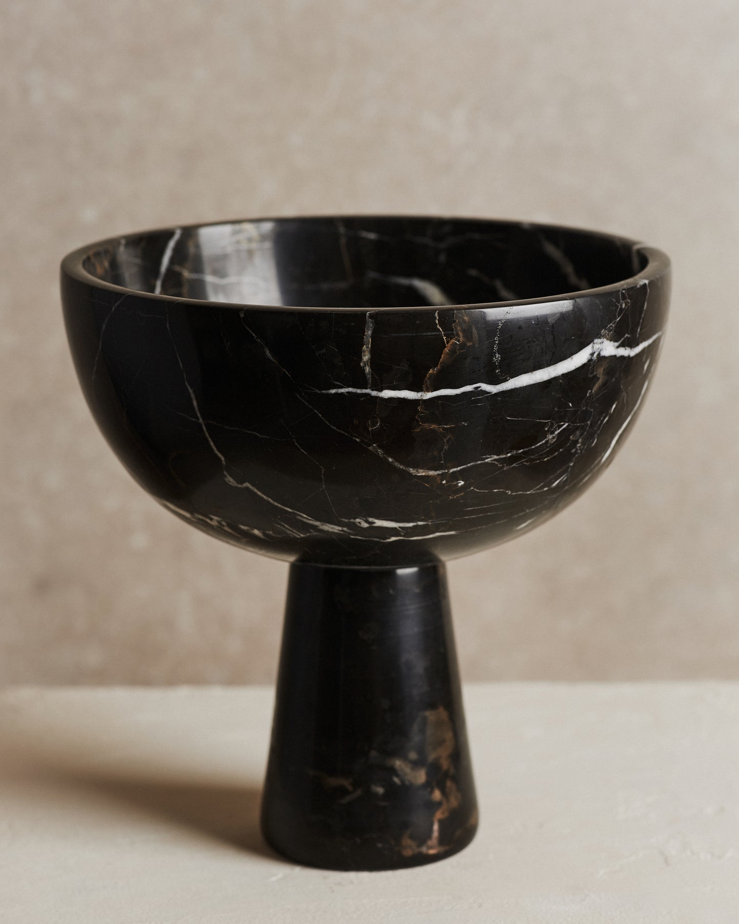 Noble Large Marble Pedestal Bowl in Black