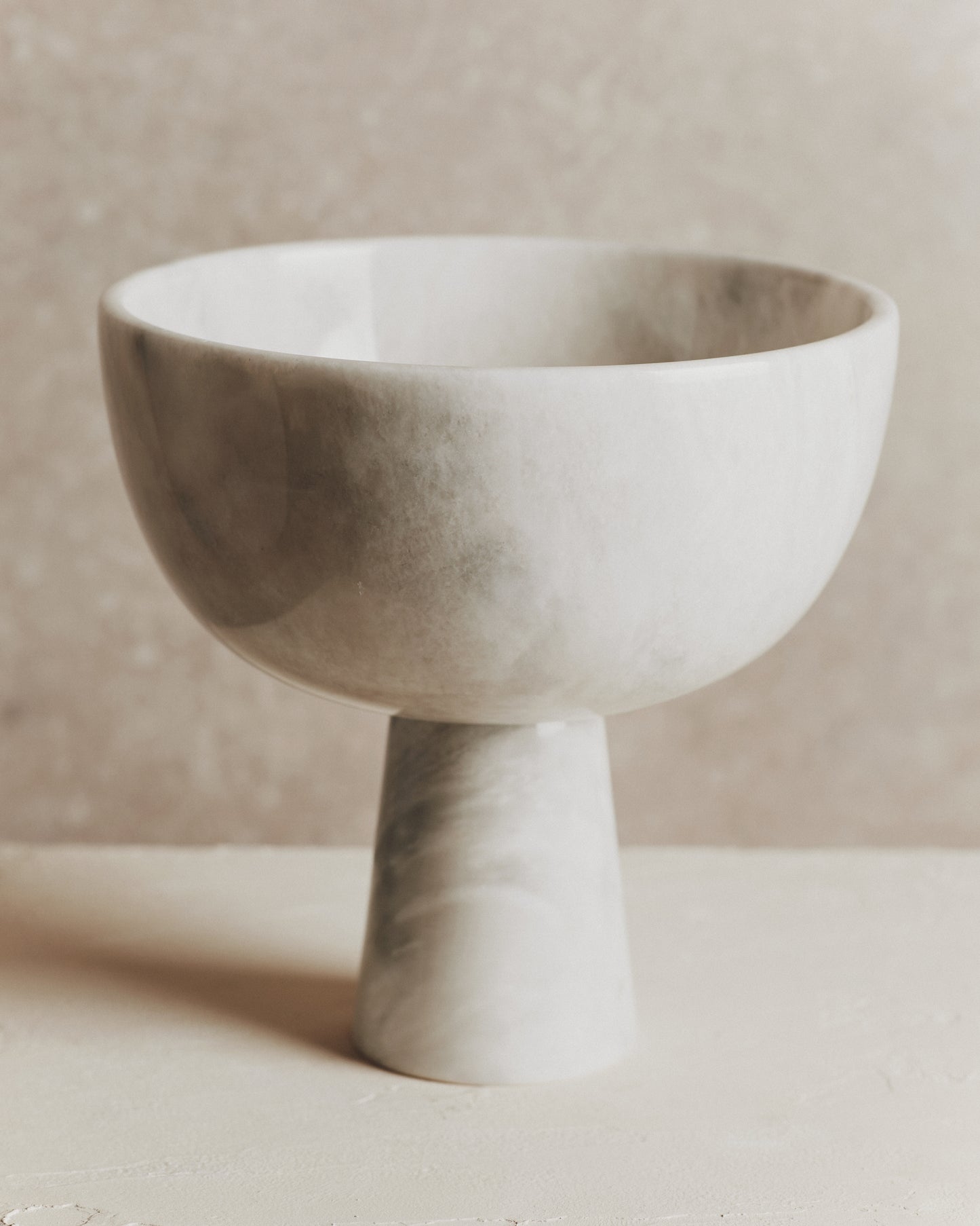 Noble Large Marble Pedestal Bowl in White